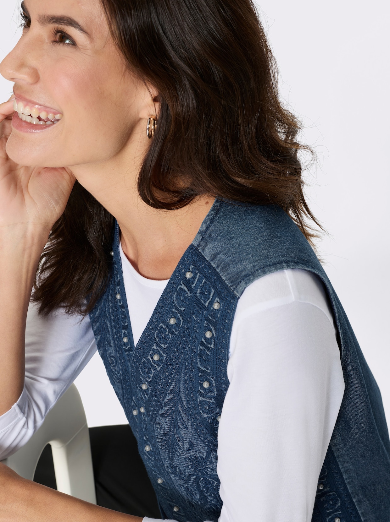 Jeansweste - blue-stone-washed