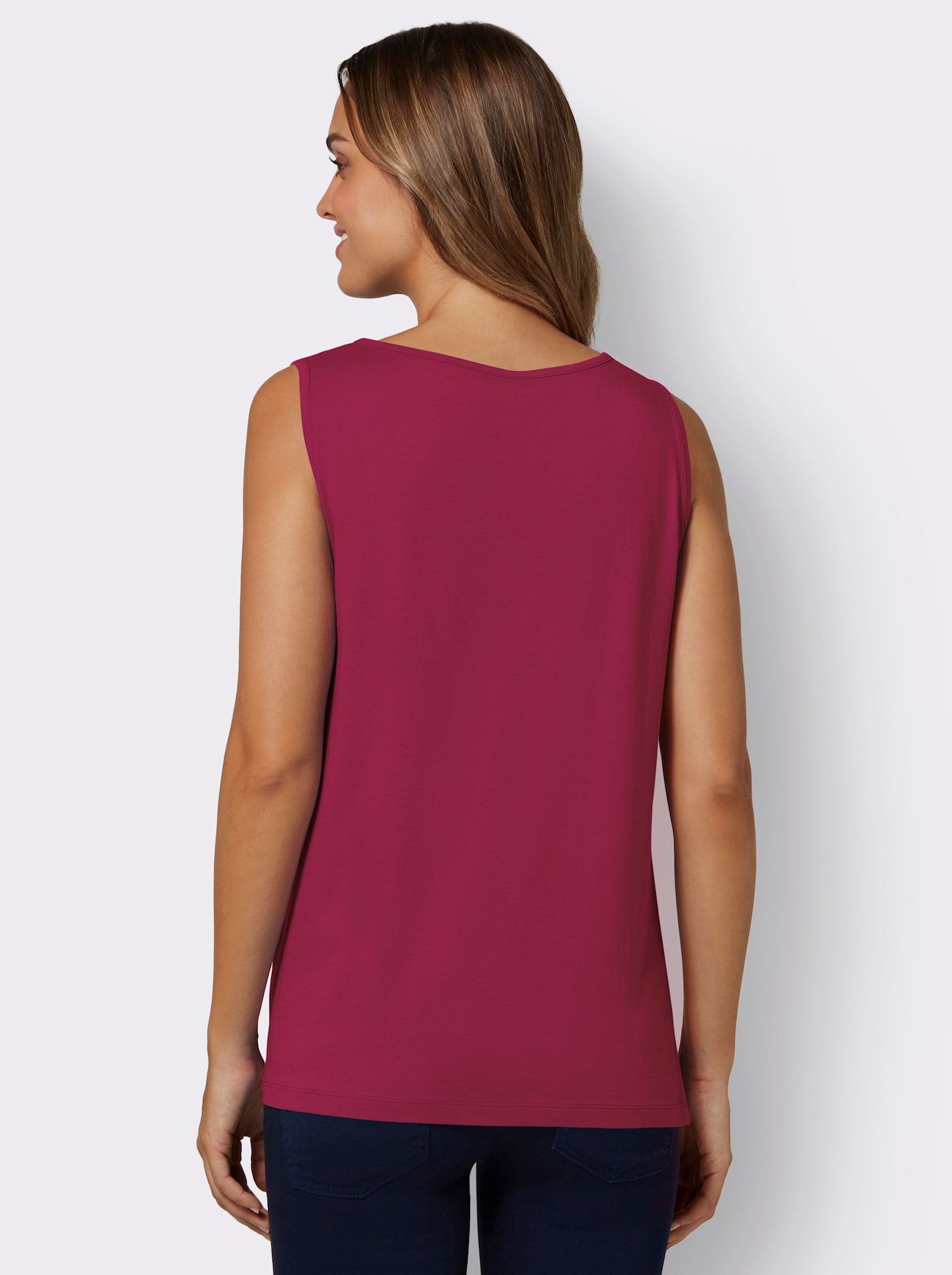 Shirttop im farbharmonischen Druckmuster - himbeere-bordeaux