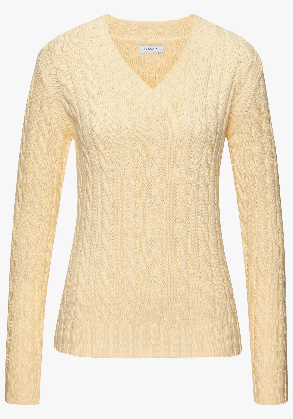 LASCANA Pull à encolure en V - jaune