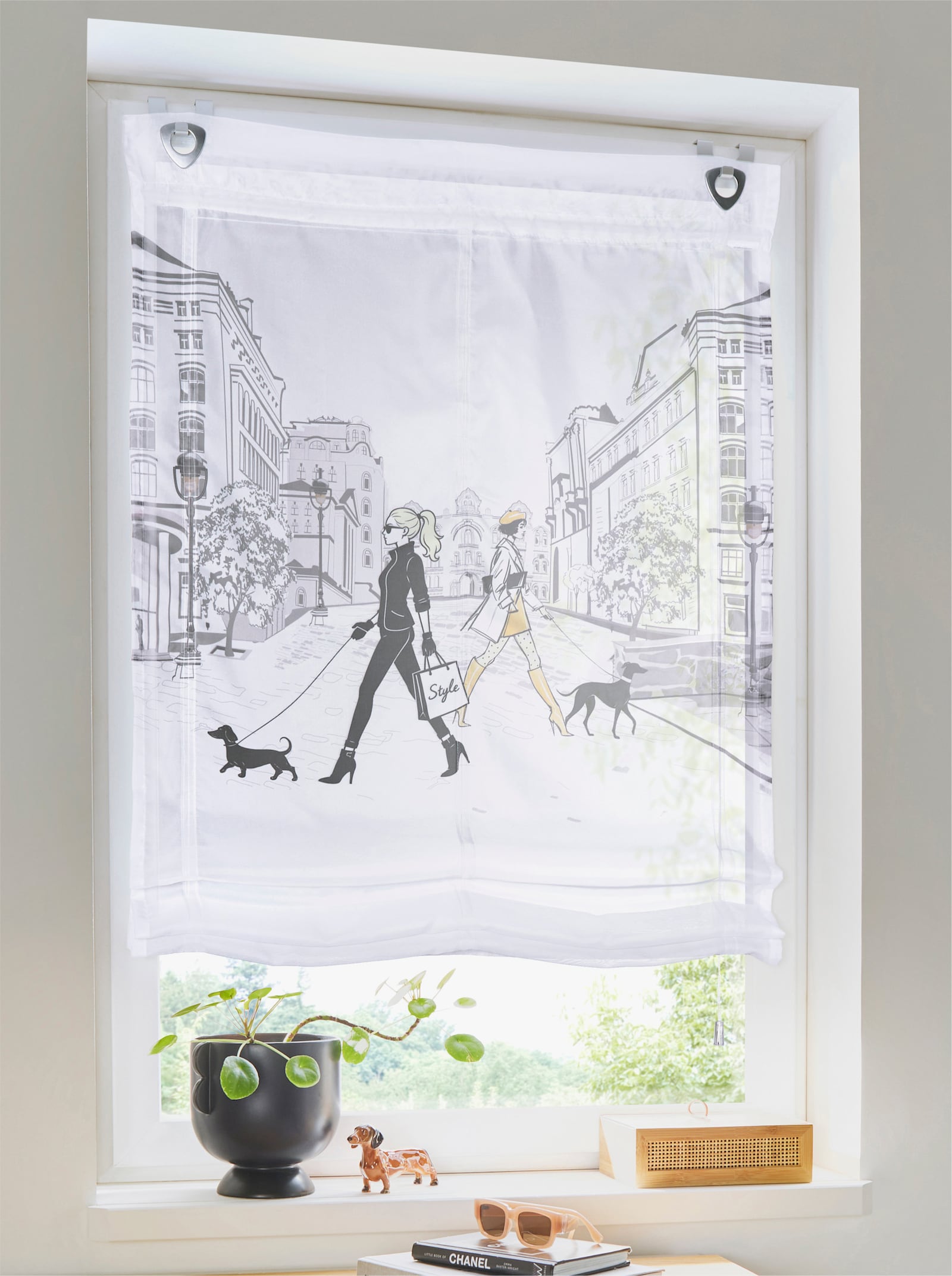 Impressionen Raffrollo - weiß-grau