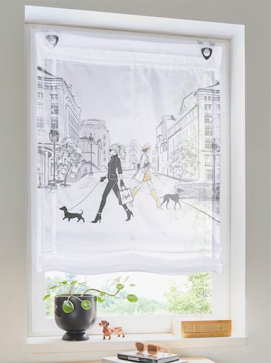 Impressionen Raffrollo - weiß-grau