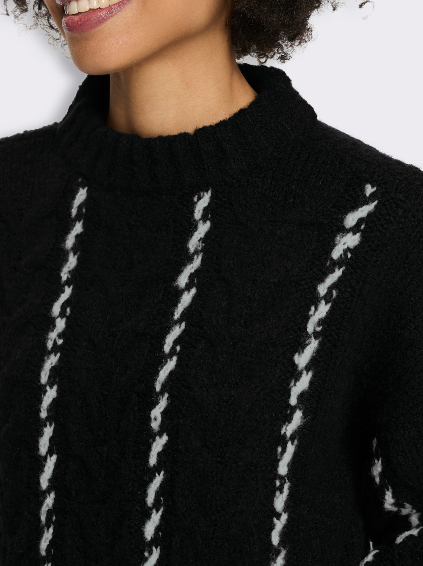 heine Strickpullover mit Zopfmuster - schwarz