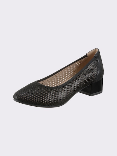 Caprice Pumps mit Lochmuster, aus Leder - schwarz