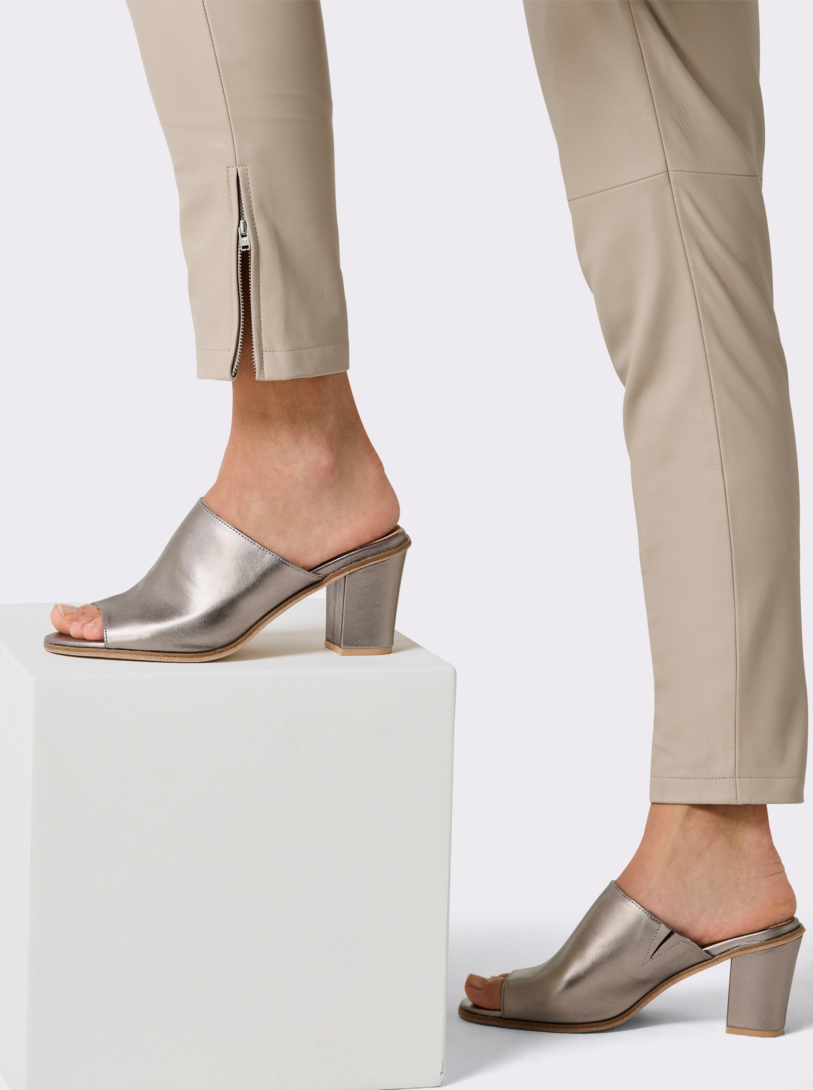 heine Lederhose aus Lamm-Nappa - beige