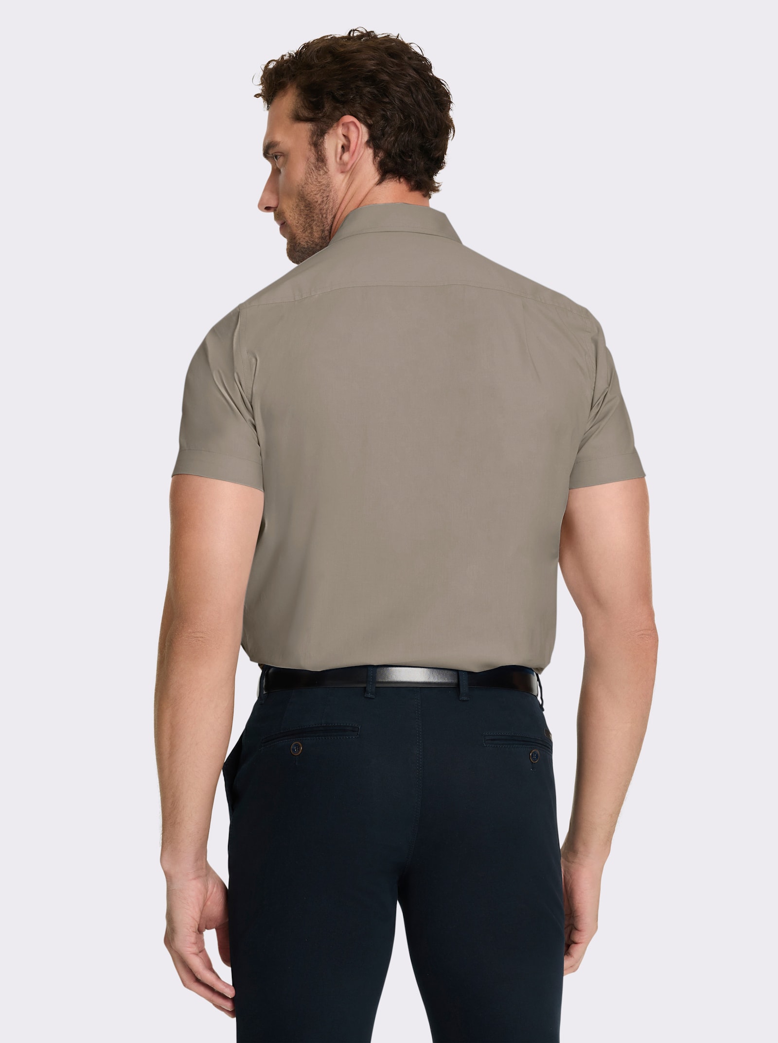 Marco Donati Overhemd met korte mouwen en borstzak met rits - leem