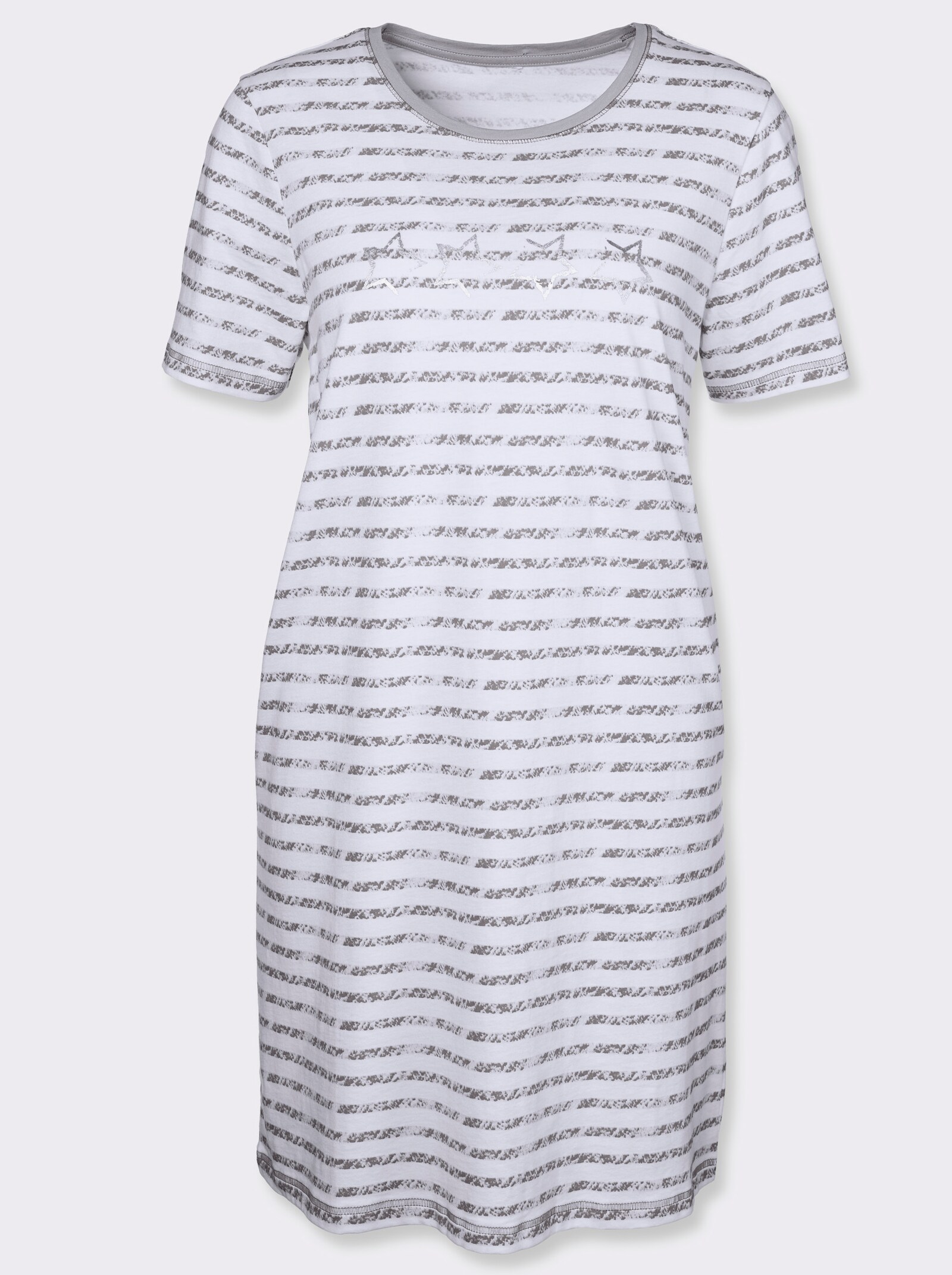 wäschepur Kurzarm Sleepshirts - grau + grau-gestreift