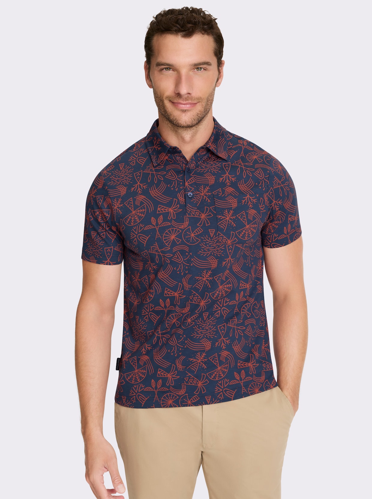 Marco Donati Kurzarmshirt - dunkelblau-bedruckt