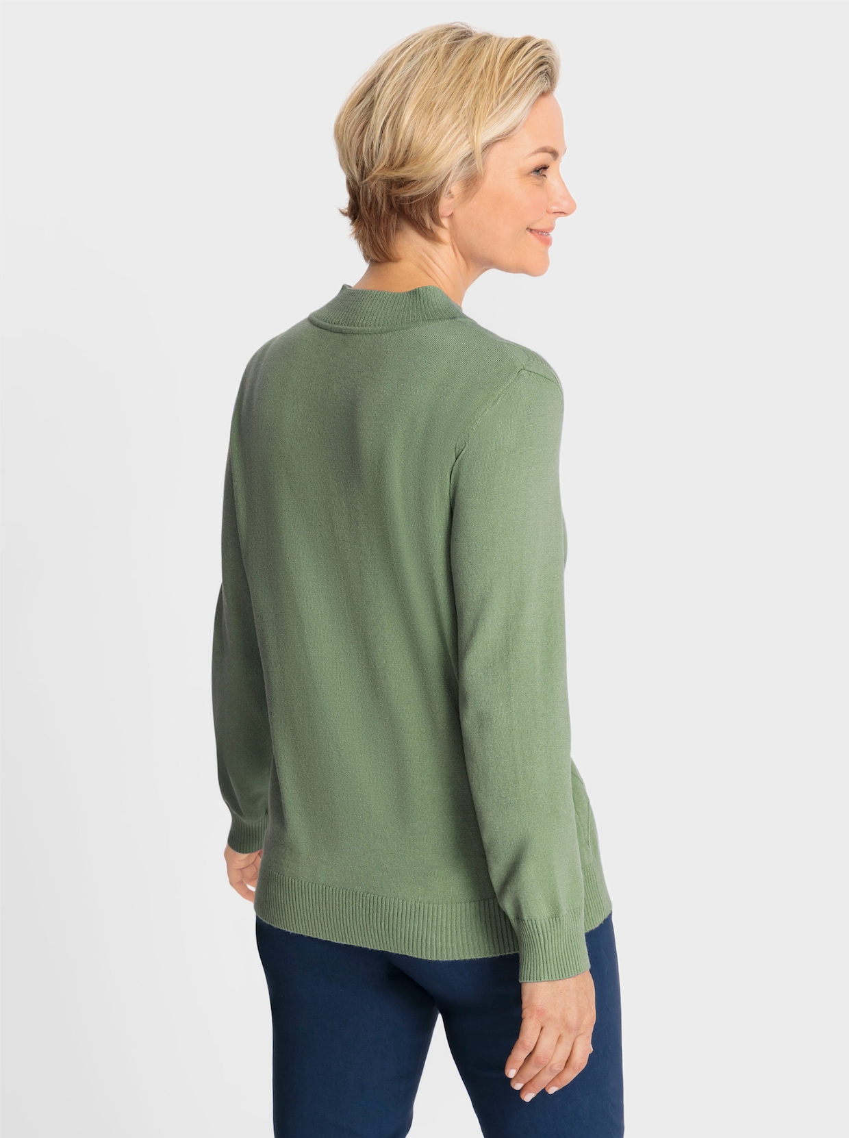 Trui met opstaande kraag - eucalyptus