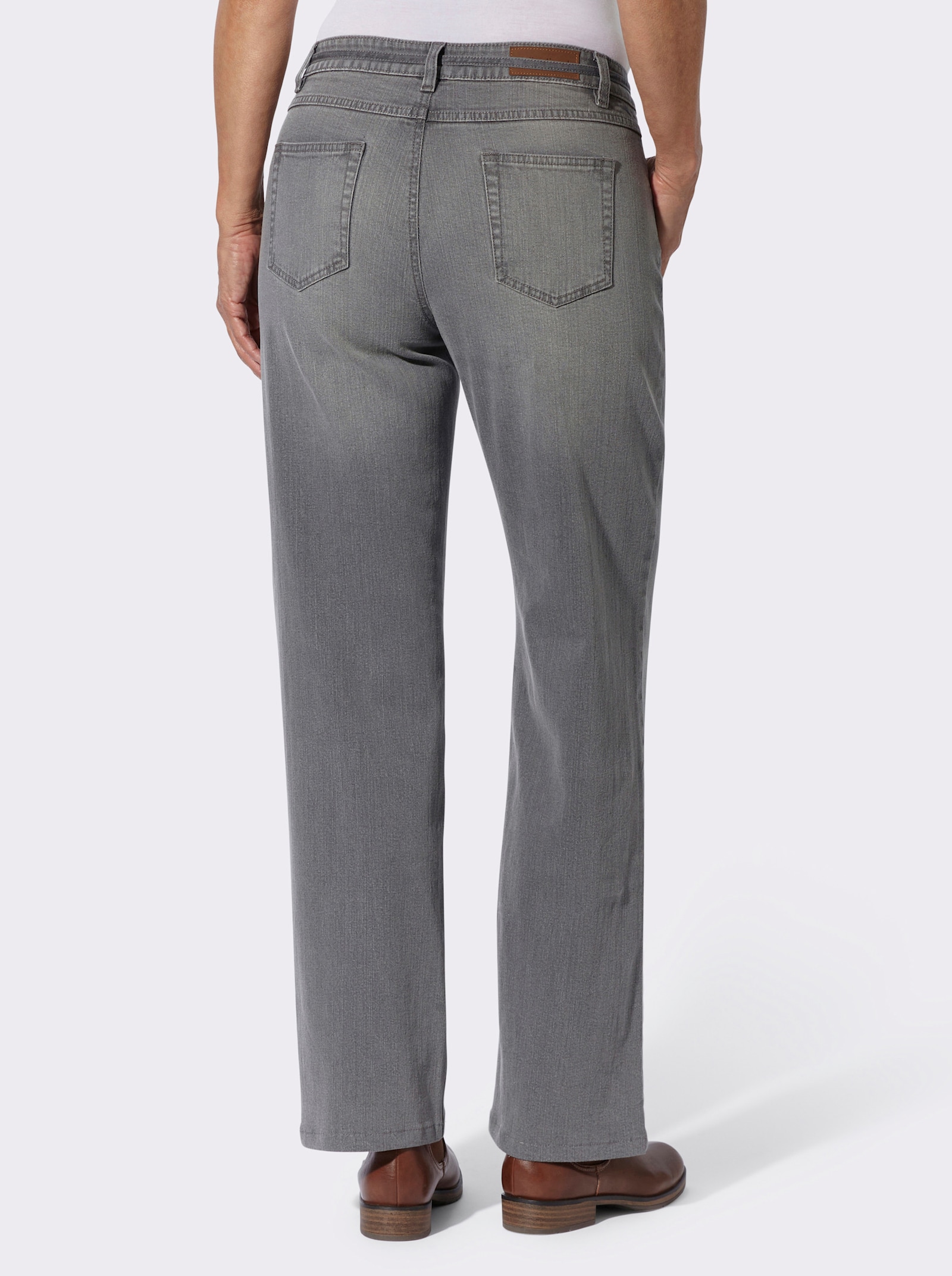 Jeans mit Bindegürtel - stone-grey-denim