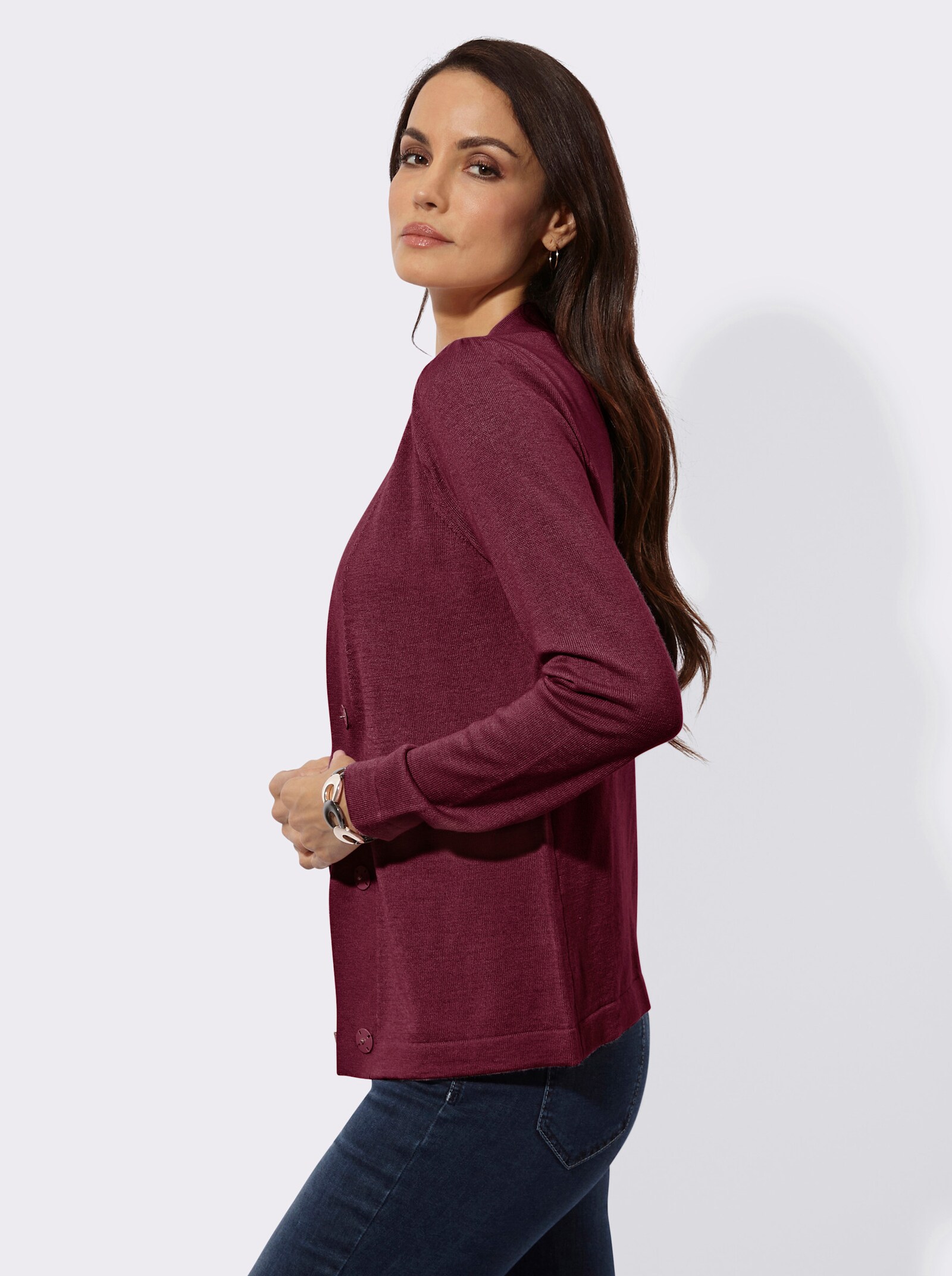 Cardigan mit Druckknöpfen - bordeaux