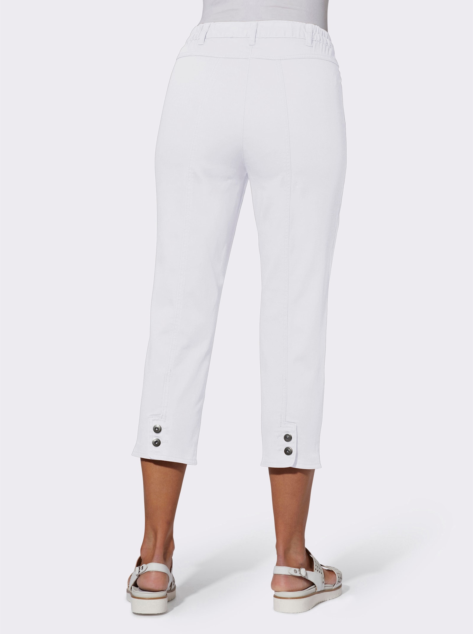 7/8-Jeans mit Schmuckknöpfen - weiß