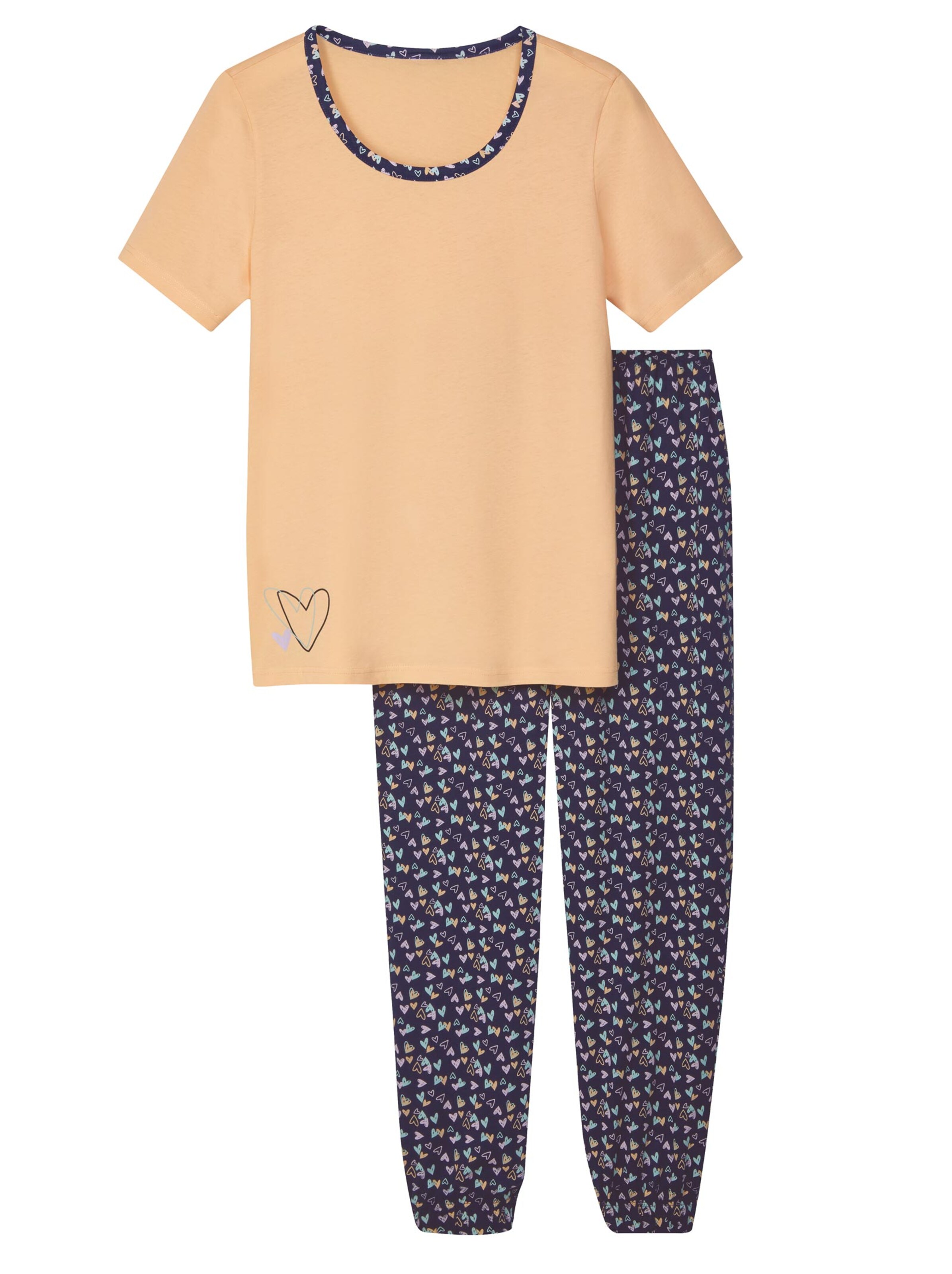 Schlafanzug - apricot-marine-bedruckt