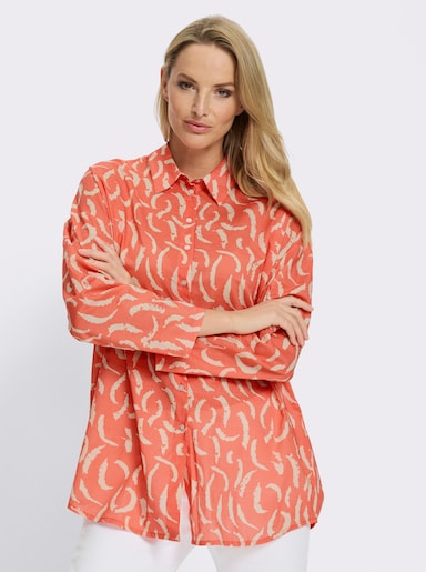 heine Druckbluse - koralle-sand-bedruckt