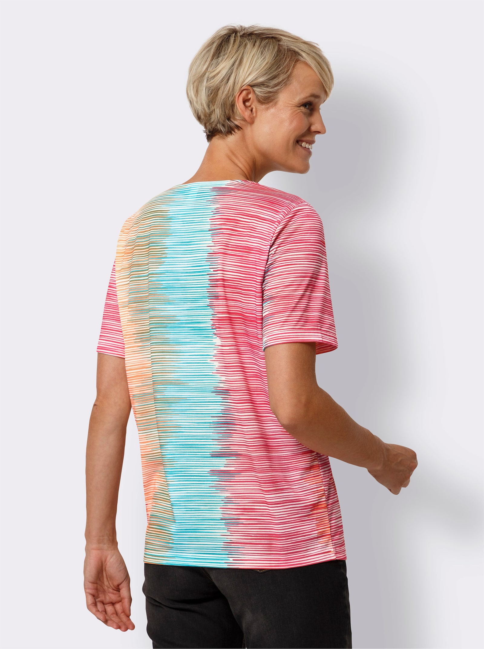 Shirt met korte mouwen en kleurverloop - rood/turquoise bedrukt