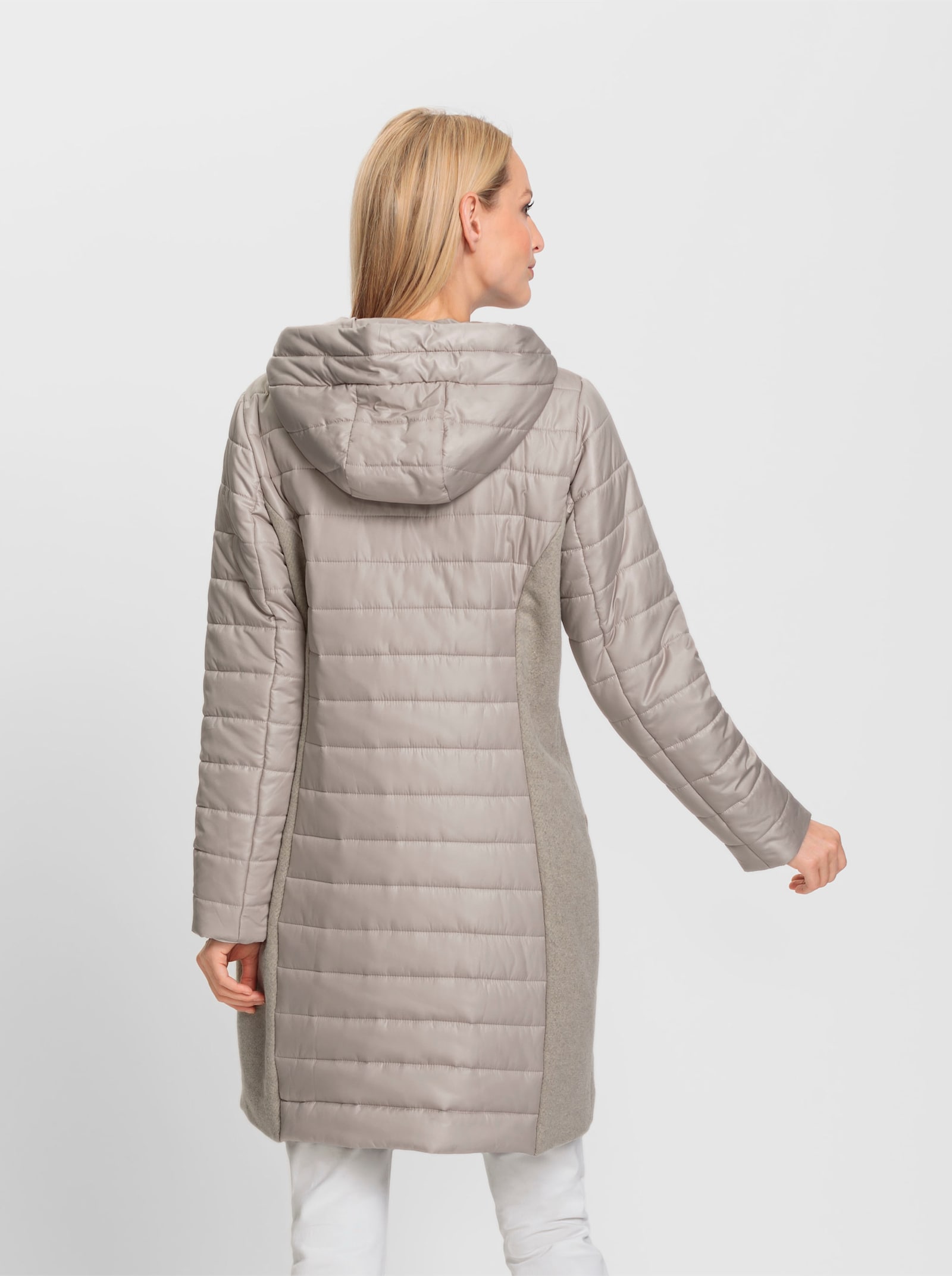 heine Wintermantel im Materialmix mit Stepp - sesam