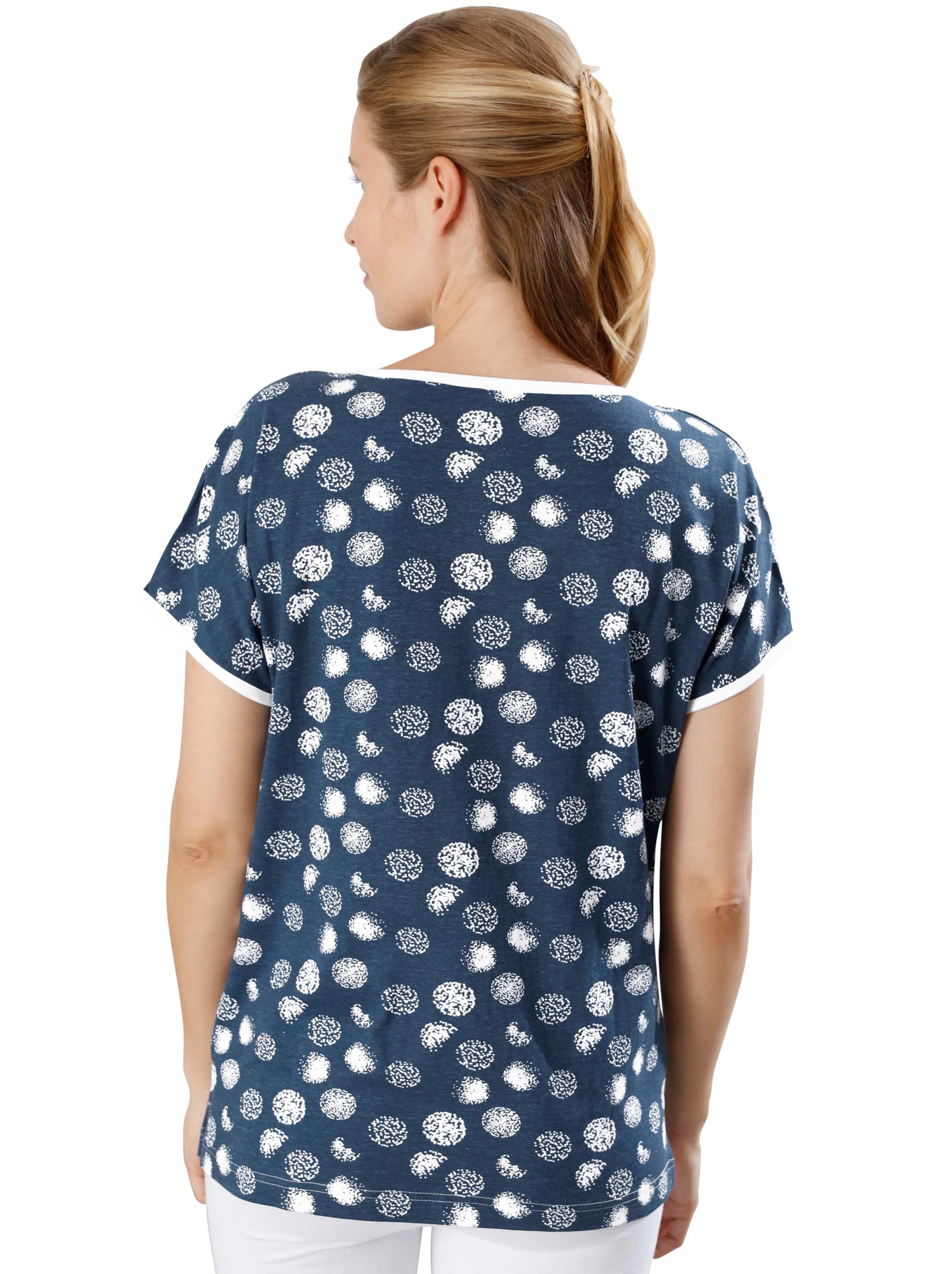 Freizeitshirt - dunkelblau-weiß