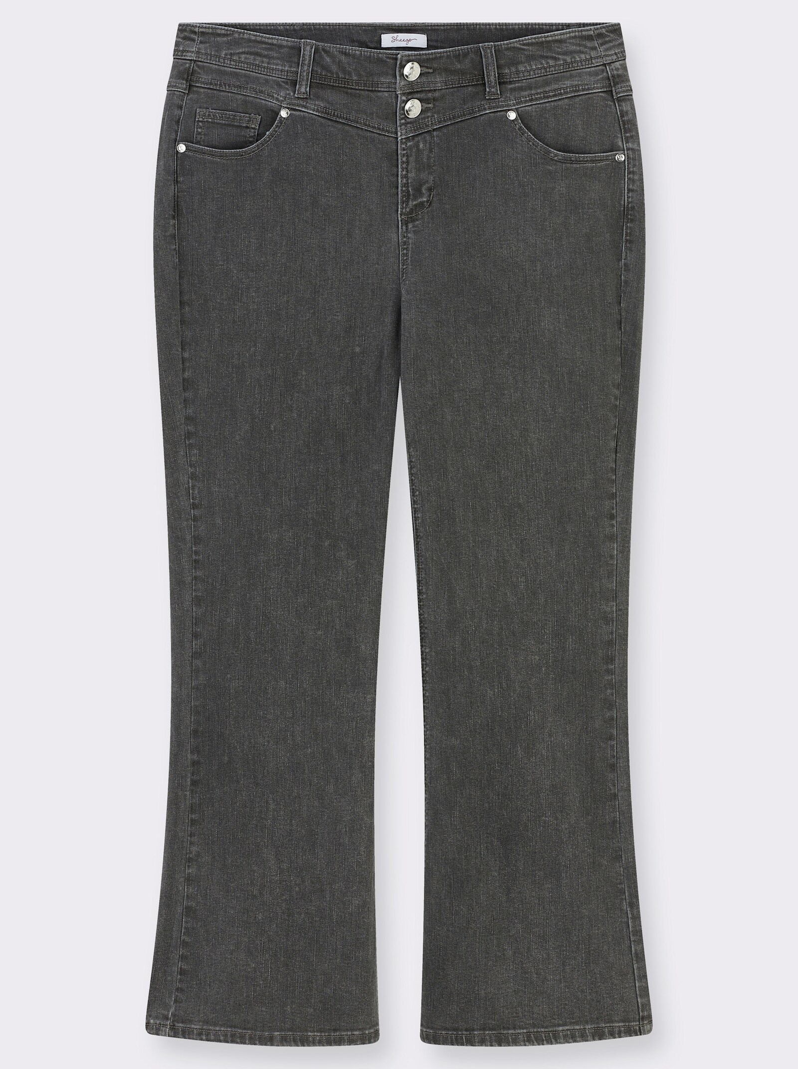 sheego Bootcut-Jeans mit Doppelknopf - grey-denim