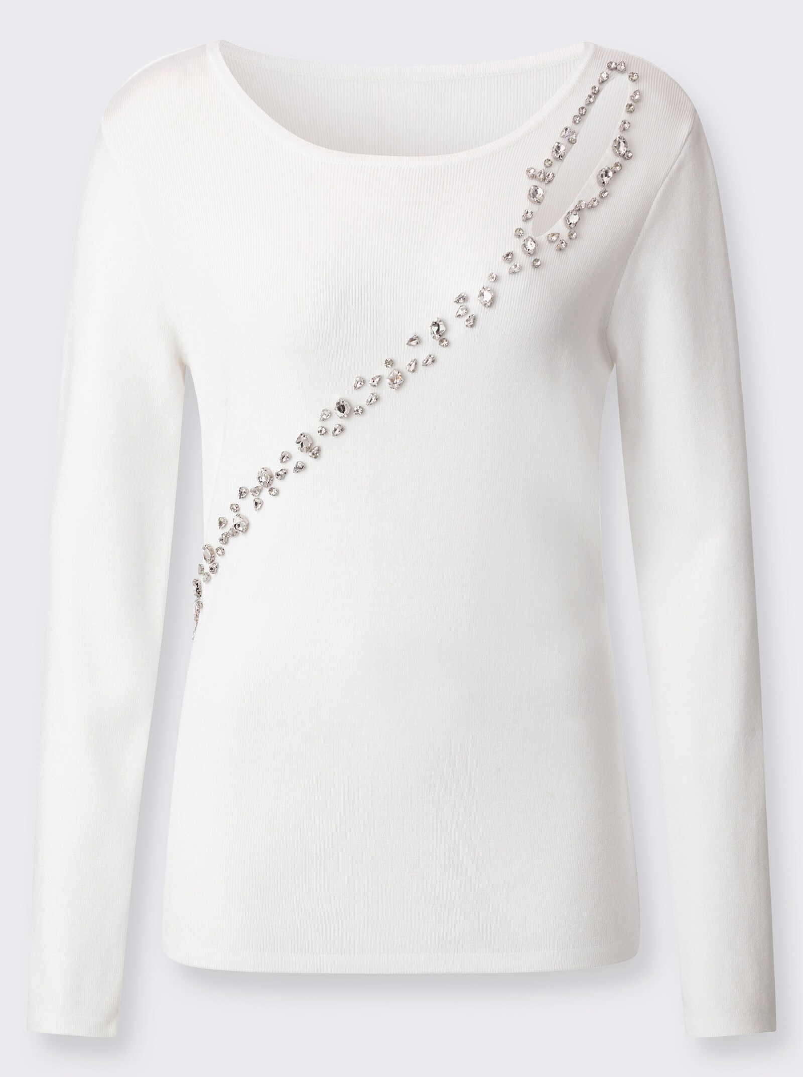 Langarm-Pullover mit Cut-out - ecru