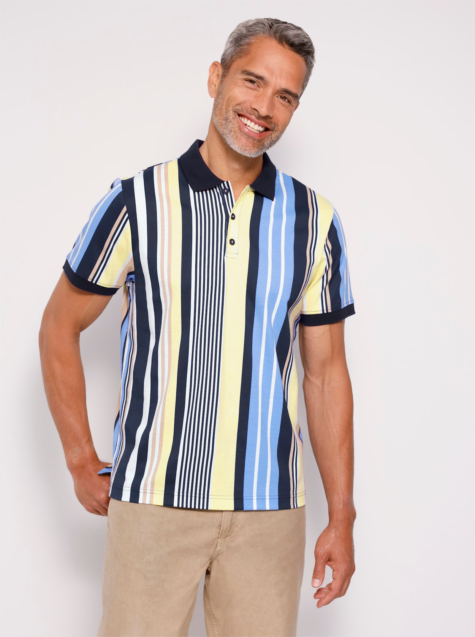 Poloshirt mit Längsstreifen-Muster - marine-gestreift