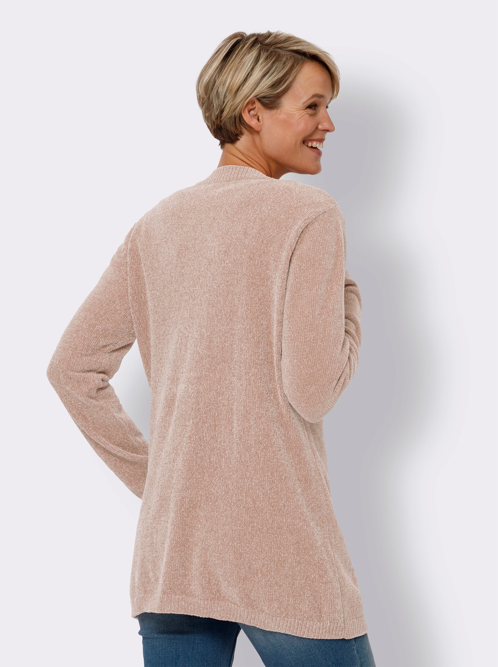 Strickjacke in Chenille-Qualität - puder