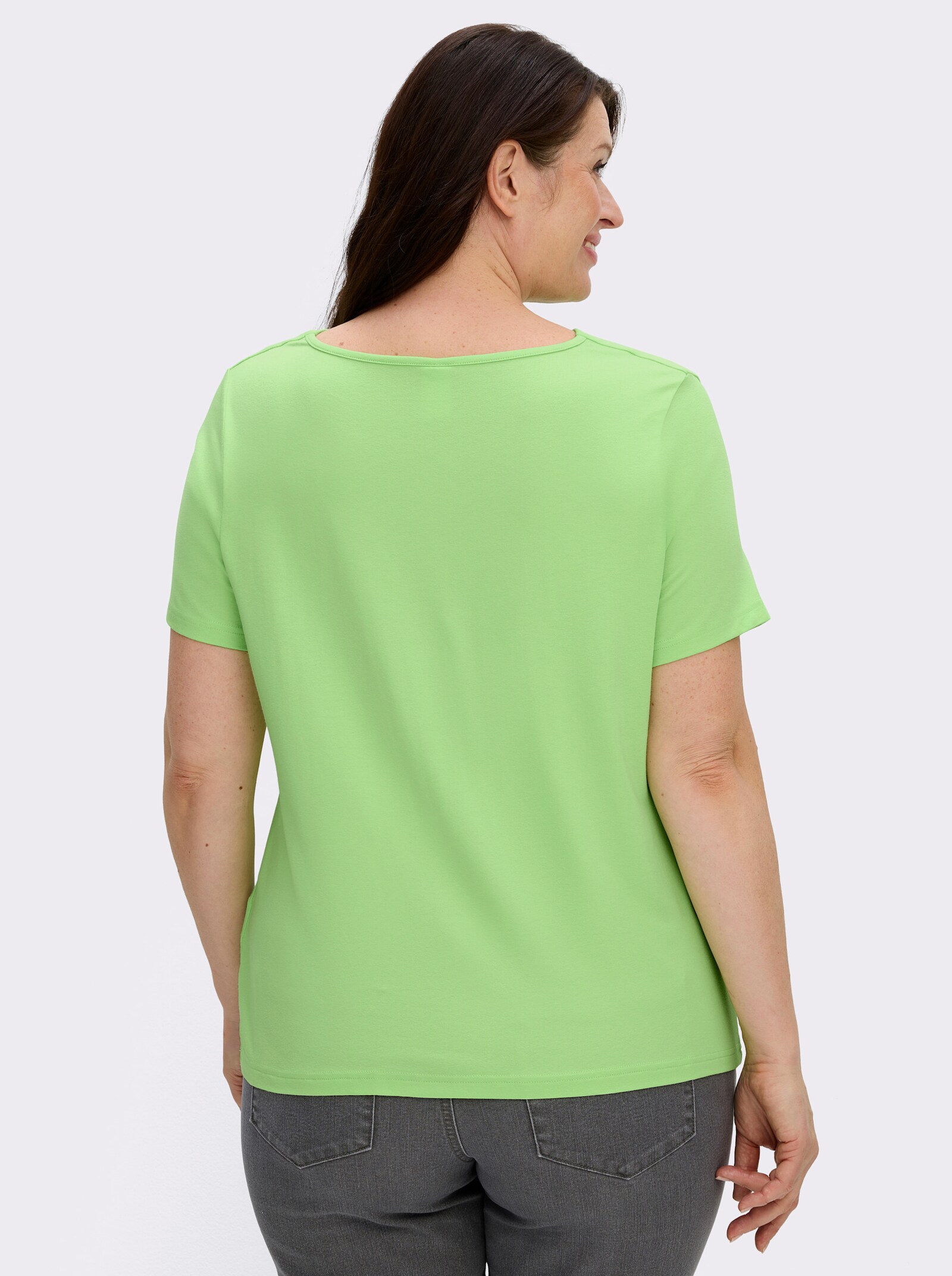 Wasserfallshirt mit kurzen Ärmeln - reseda