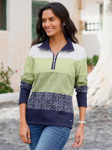 Sweatshirt mit Ringel-Druck - schilf-marine