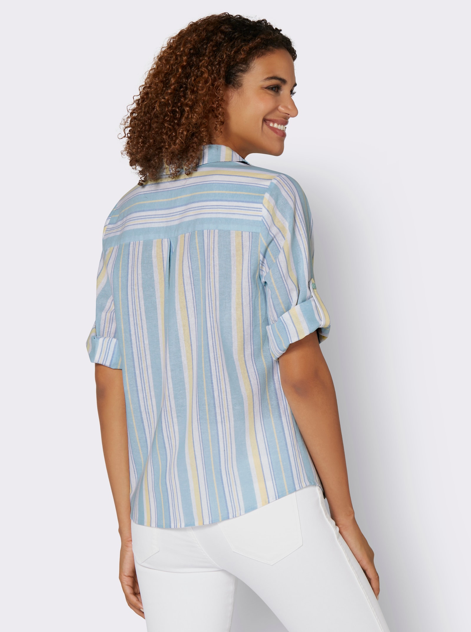 Hemdbluse im Streifen-Dessin - mint-gestreift