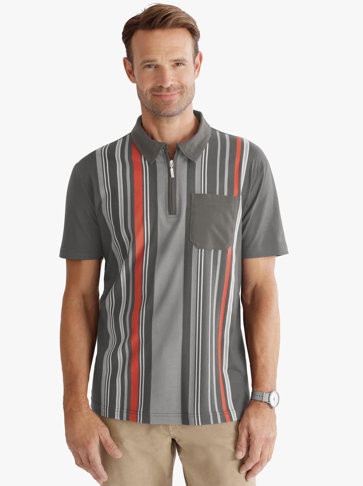 Poloshirt - grijs gestreept
