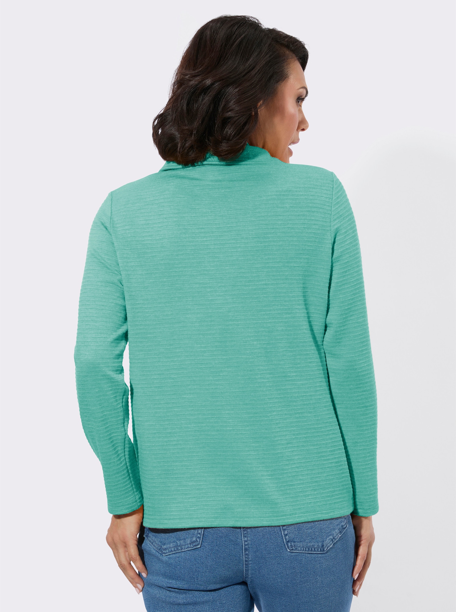 Poloshirt mit seitlicher Knopfleiste - smaragd-meliert