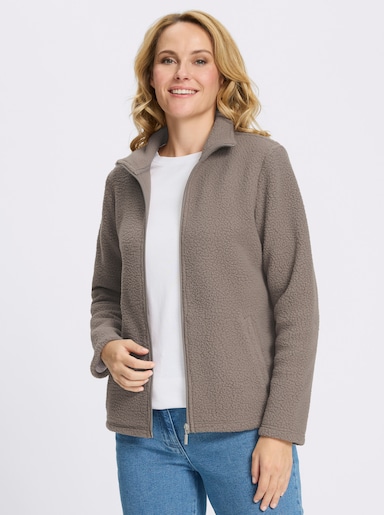 Fleecejacke mit Stehkragen - taupe