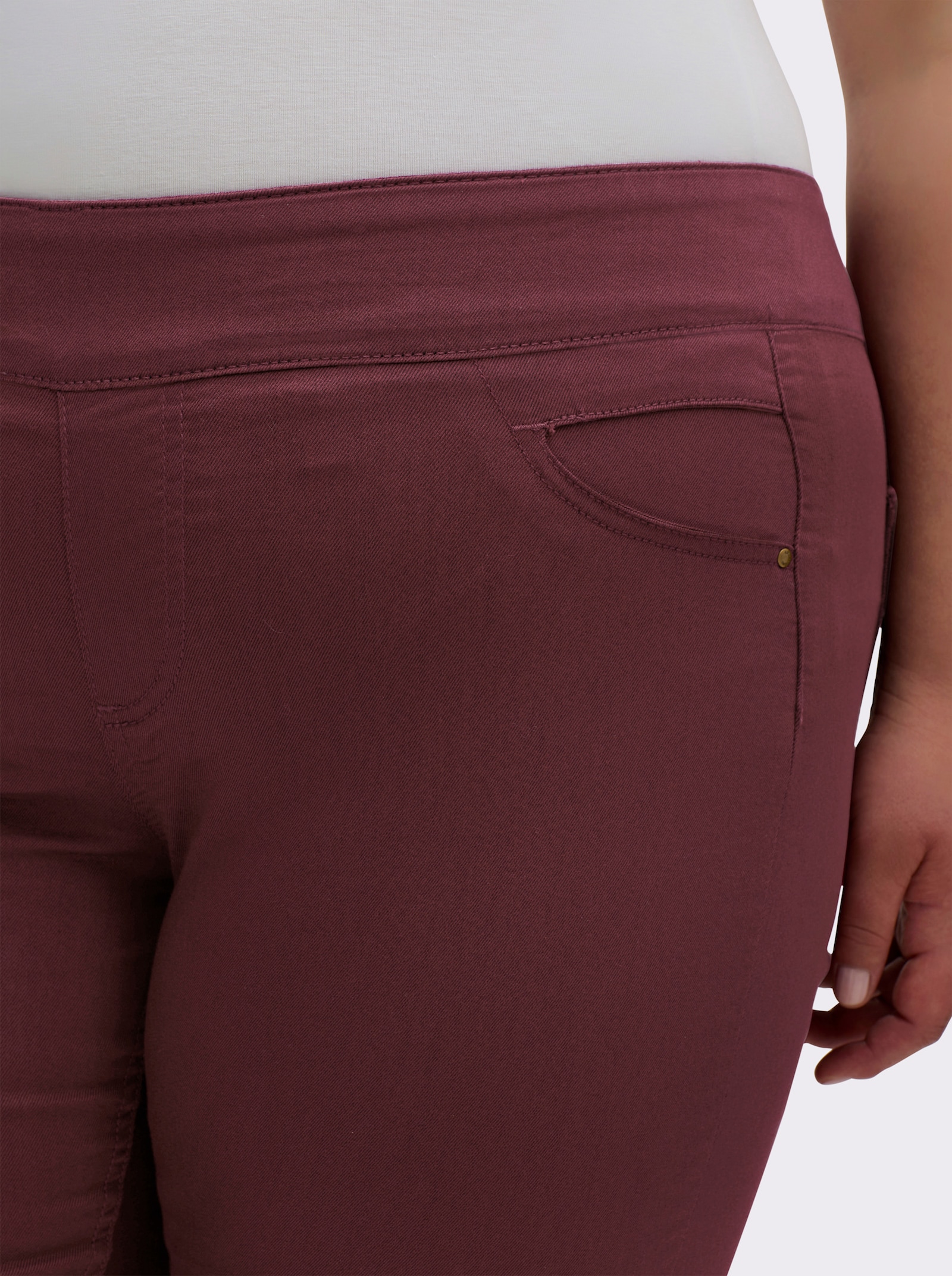 Schlupfhose mit hohem Dehnbund - bordeaux