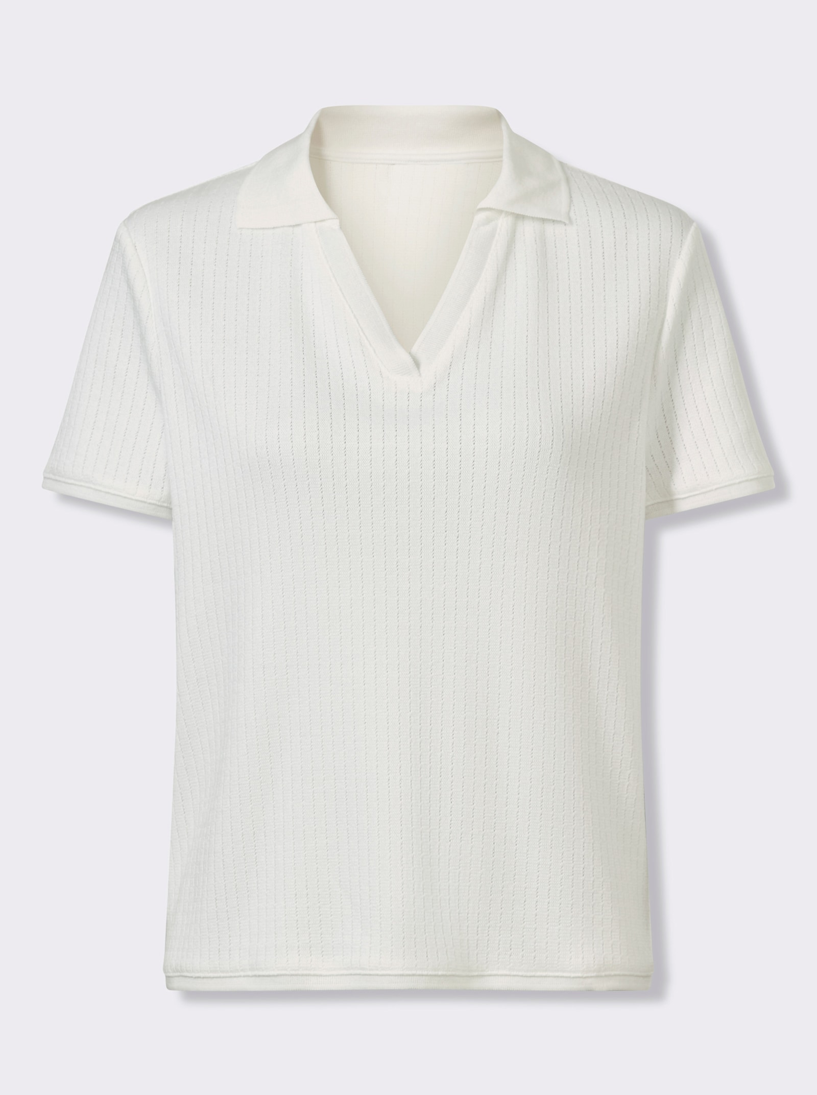 heine Poloshirt mit Ajour-Muster - ecru
