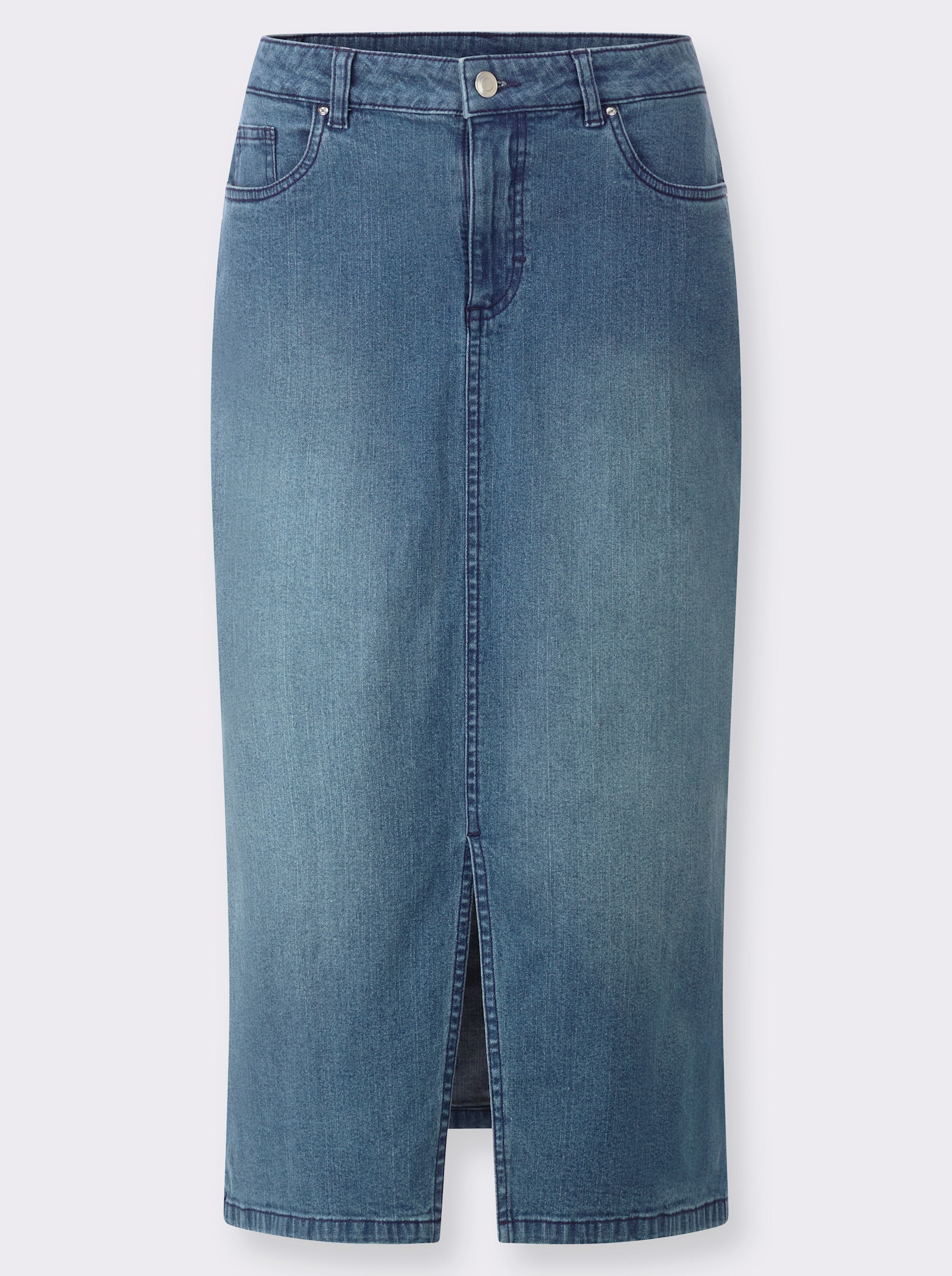 Jeansrock mit Gehschlitz vorne - blue-bleached