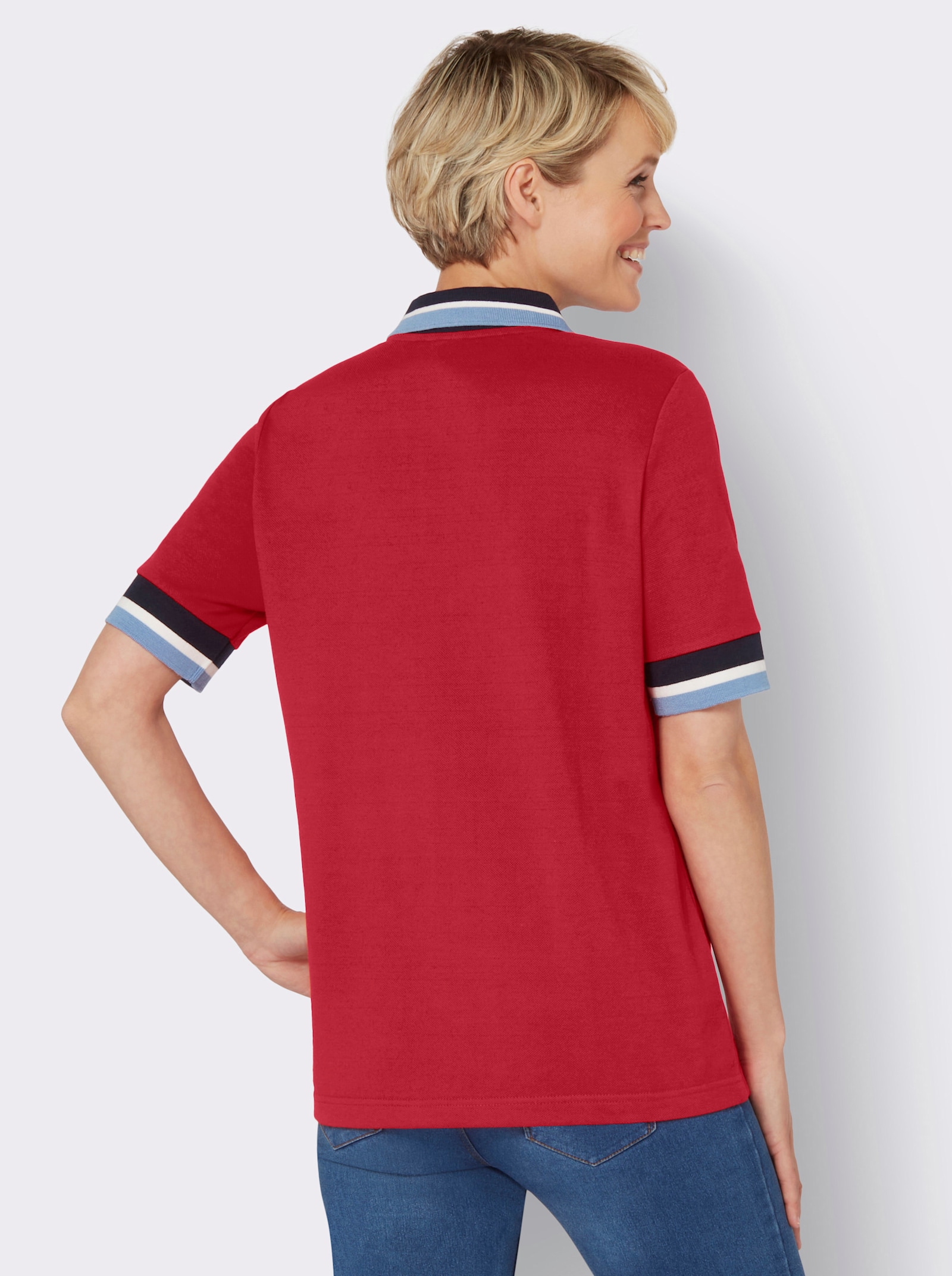 Poloshirt mit Ripp-Bündchen - erdbeere