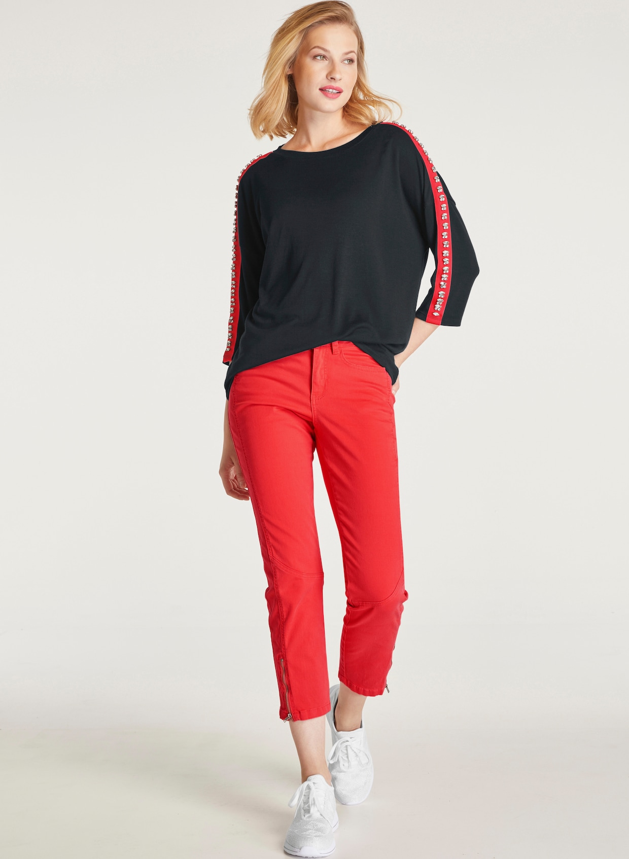 heine Broek met smalle pijpen - hibiscus