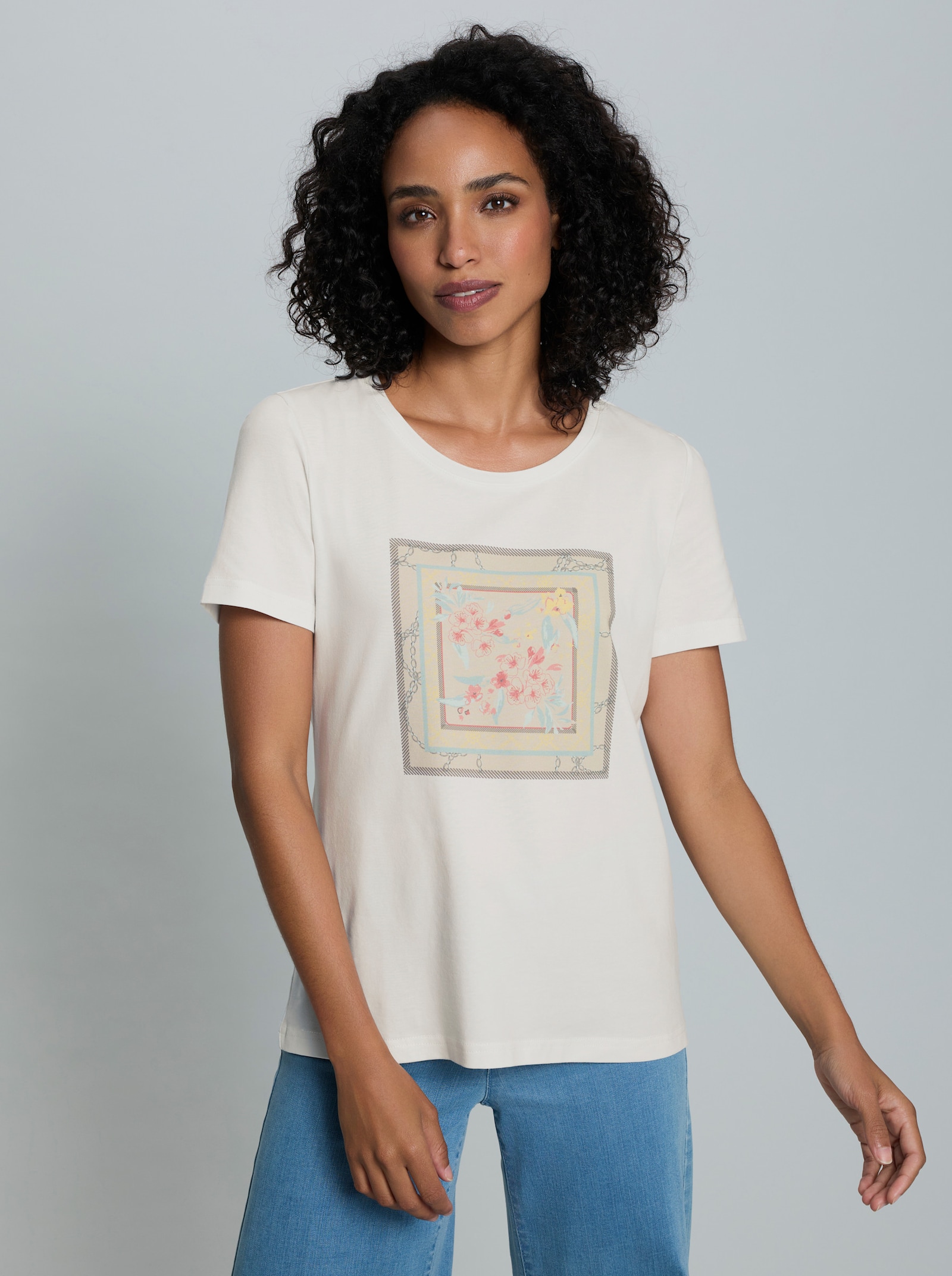 heine Kurzarmshirt mit Front-Print - ecru