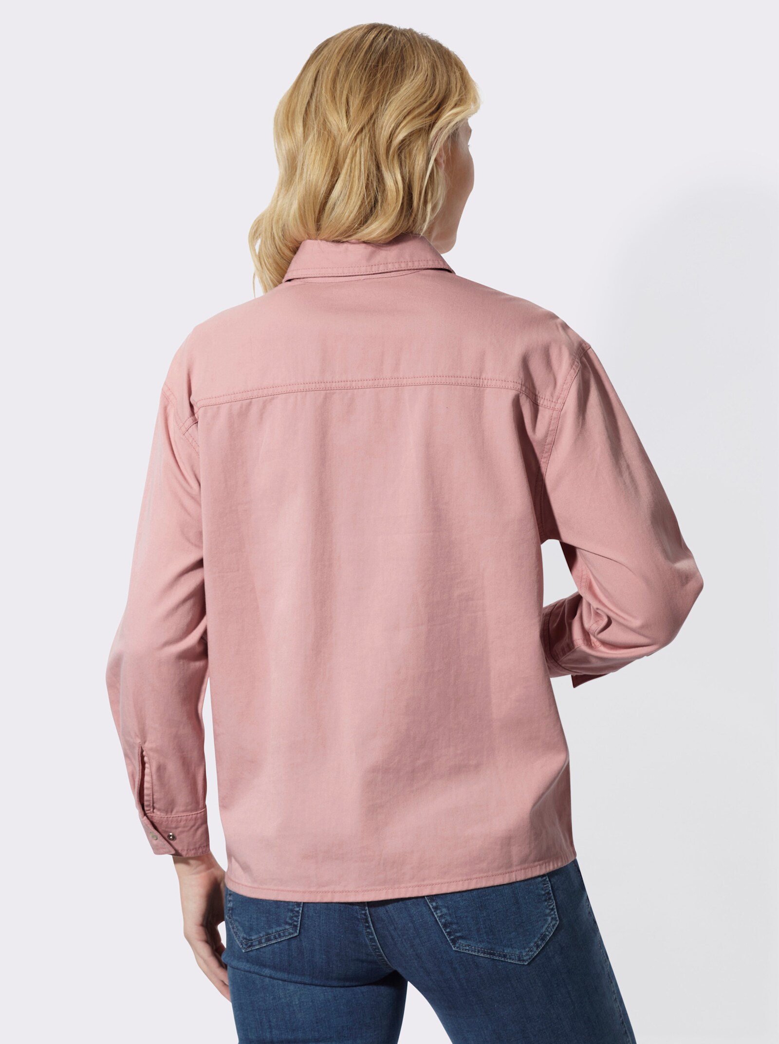 Jeansbluse mit überschnittenen Schultern - rosenquarz