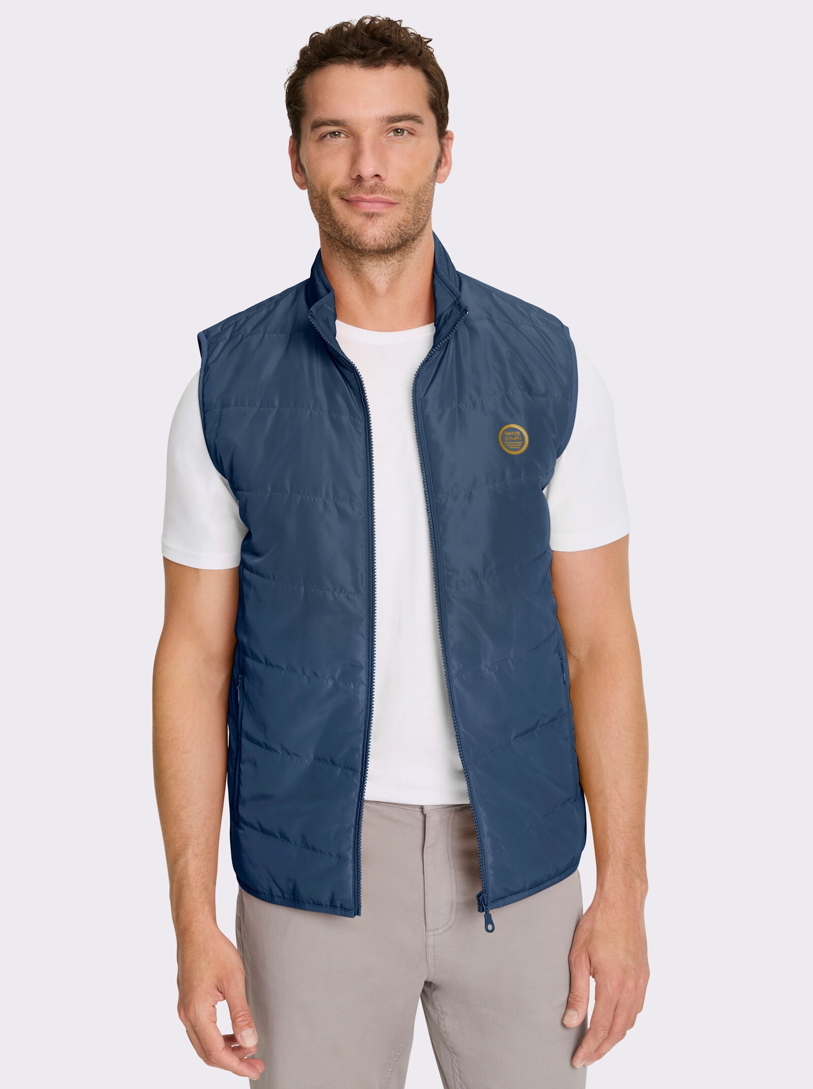 Marco Donati Bodywarmer met elastische paspel aan de zoom - donkerblauw