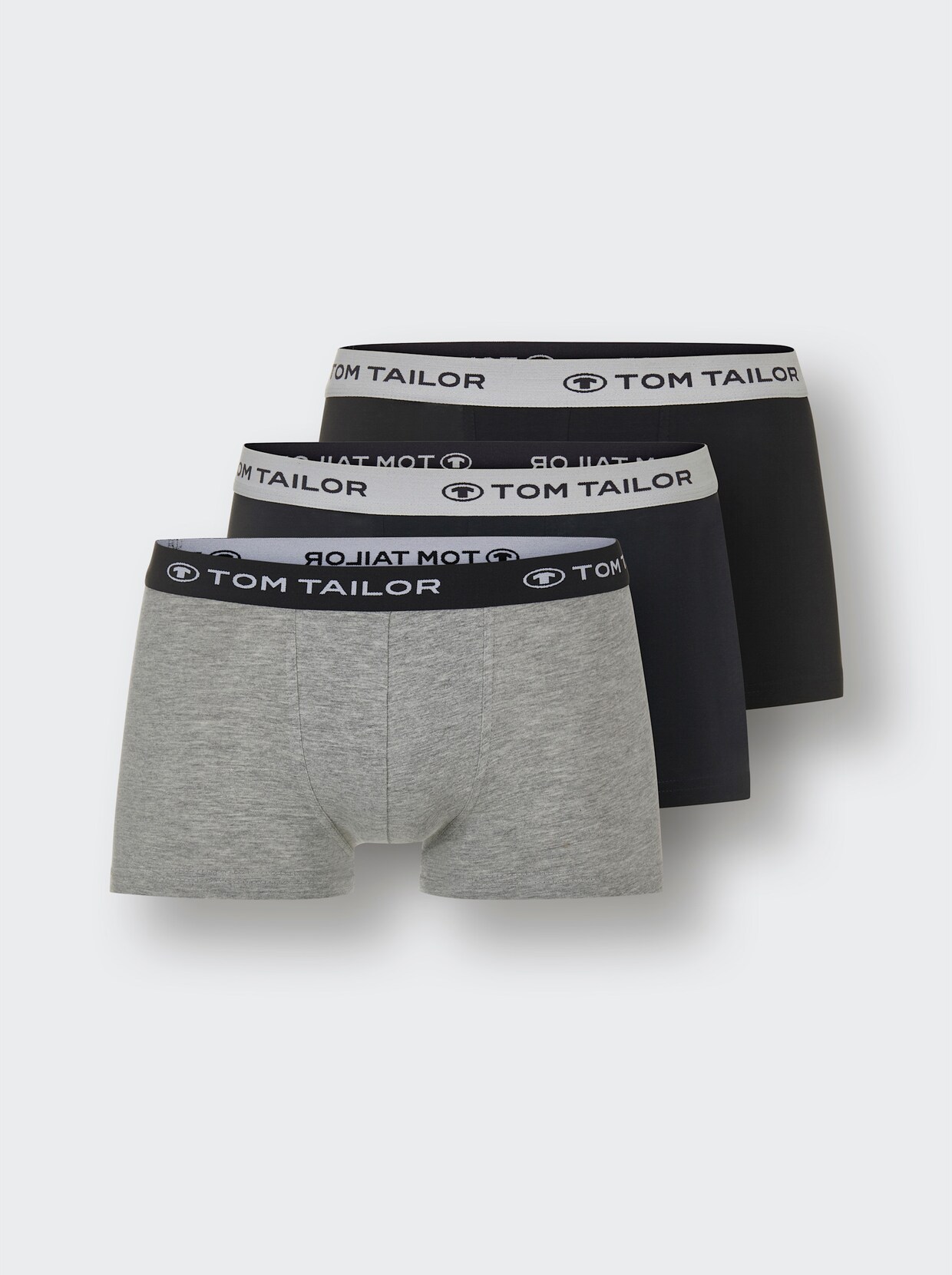 TOM TAILOR Boxerky - čierna+antracit.+sivý melír