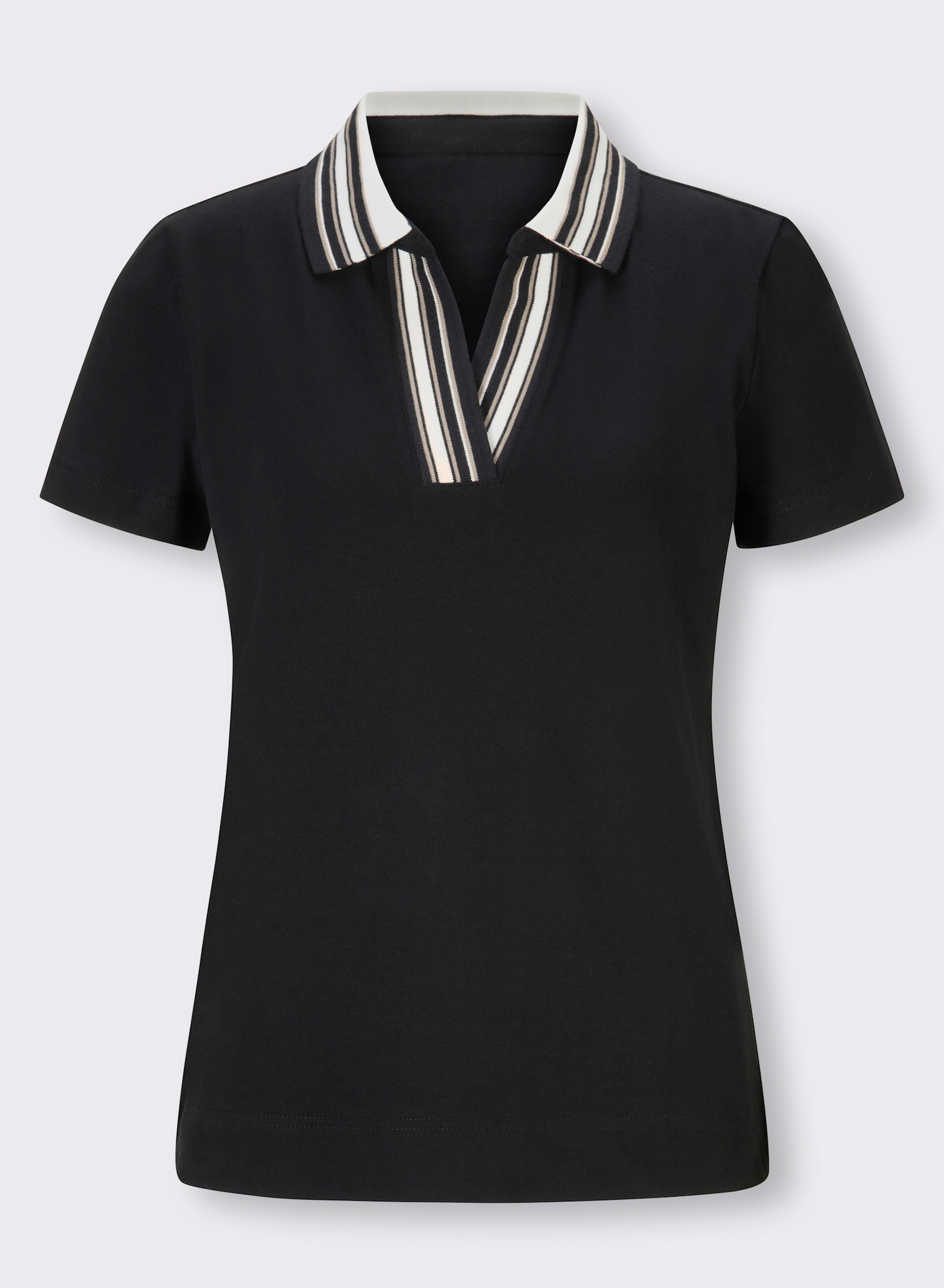 heine Poloshirt met contraststrepen - zwart