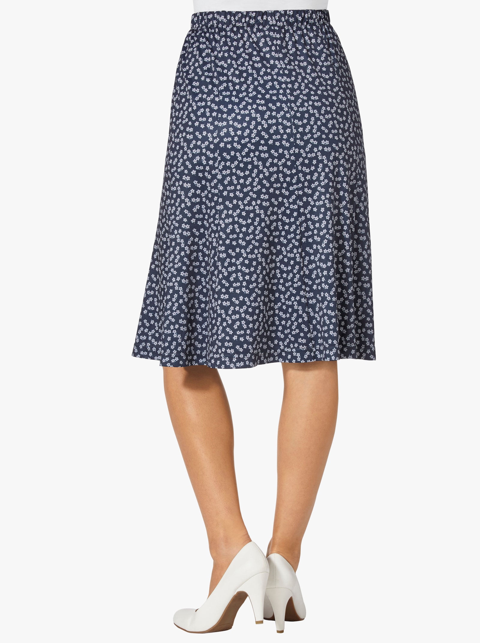 Jerseyrock mit Blümchen-Print - marine-weiß-bedruckt