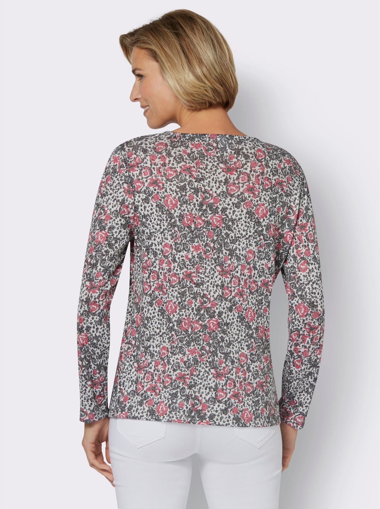 Print-Shirt - weiss-gemustert