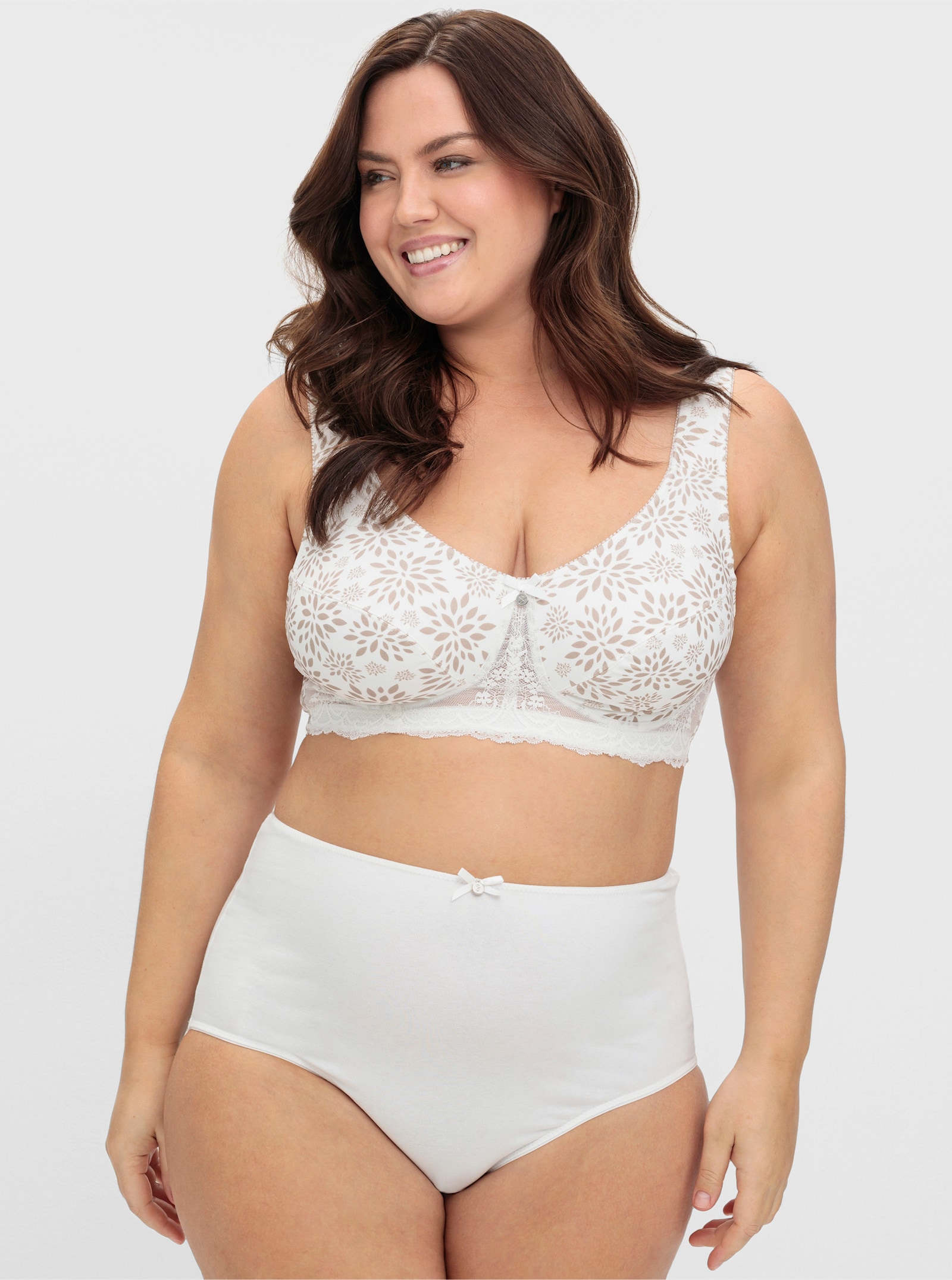 sheego Entlastungs-BH mit Blütendruck - beige-bedruckt