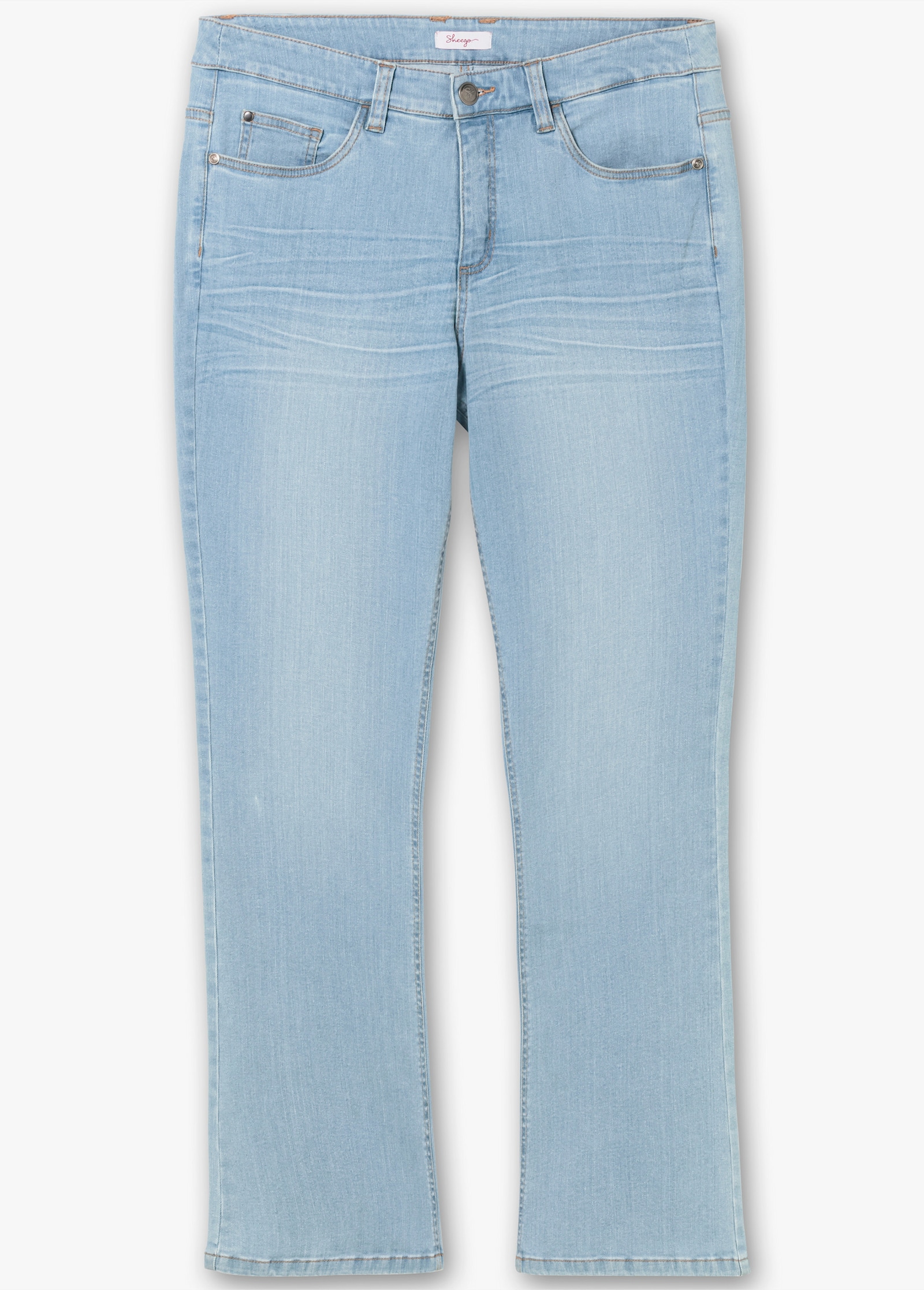 sheego Bootcut jeans met 3D-catfaces - light blue-denim