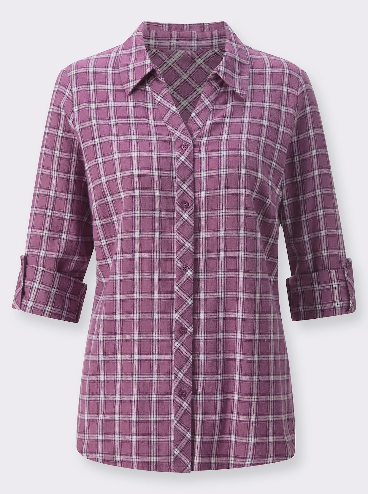 Flanellen blouse - paars/mauve geruit