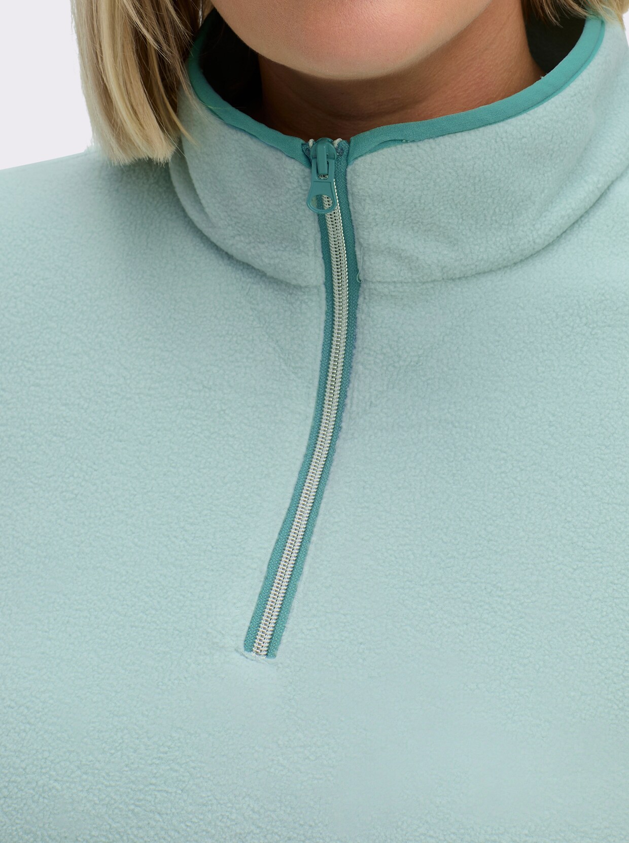 Fleeceshirt mit Stehkragen - kalkmint