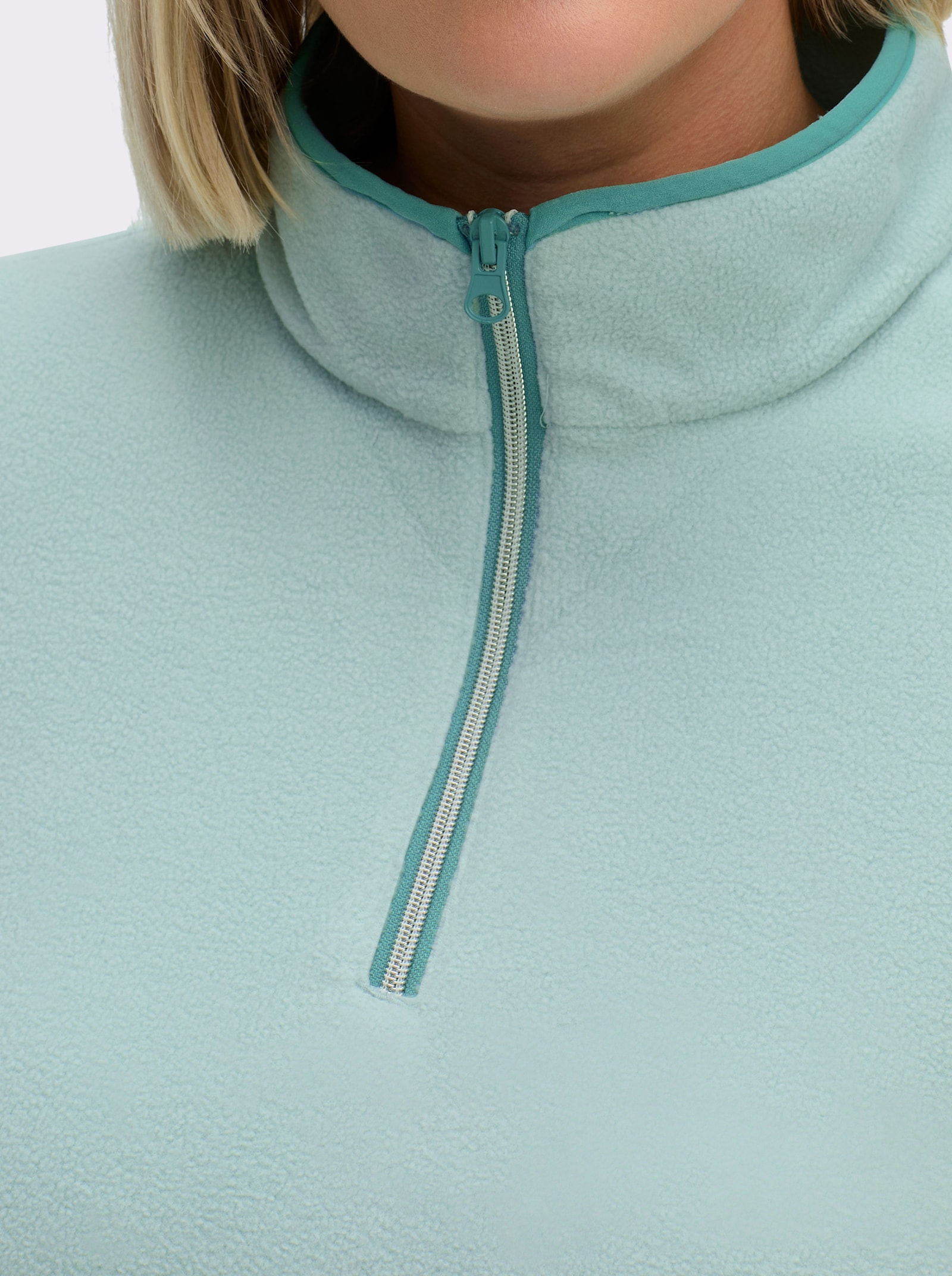 Fleeceshirt mit Stehkragen - kalkmint