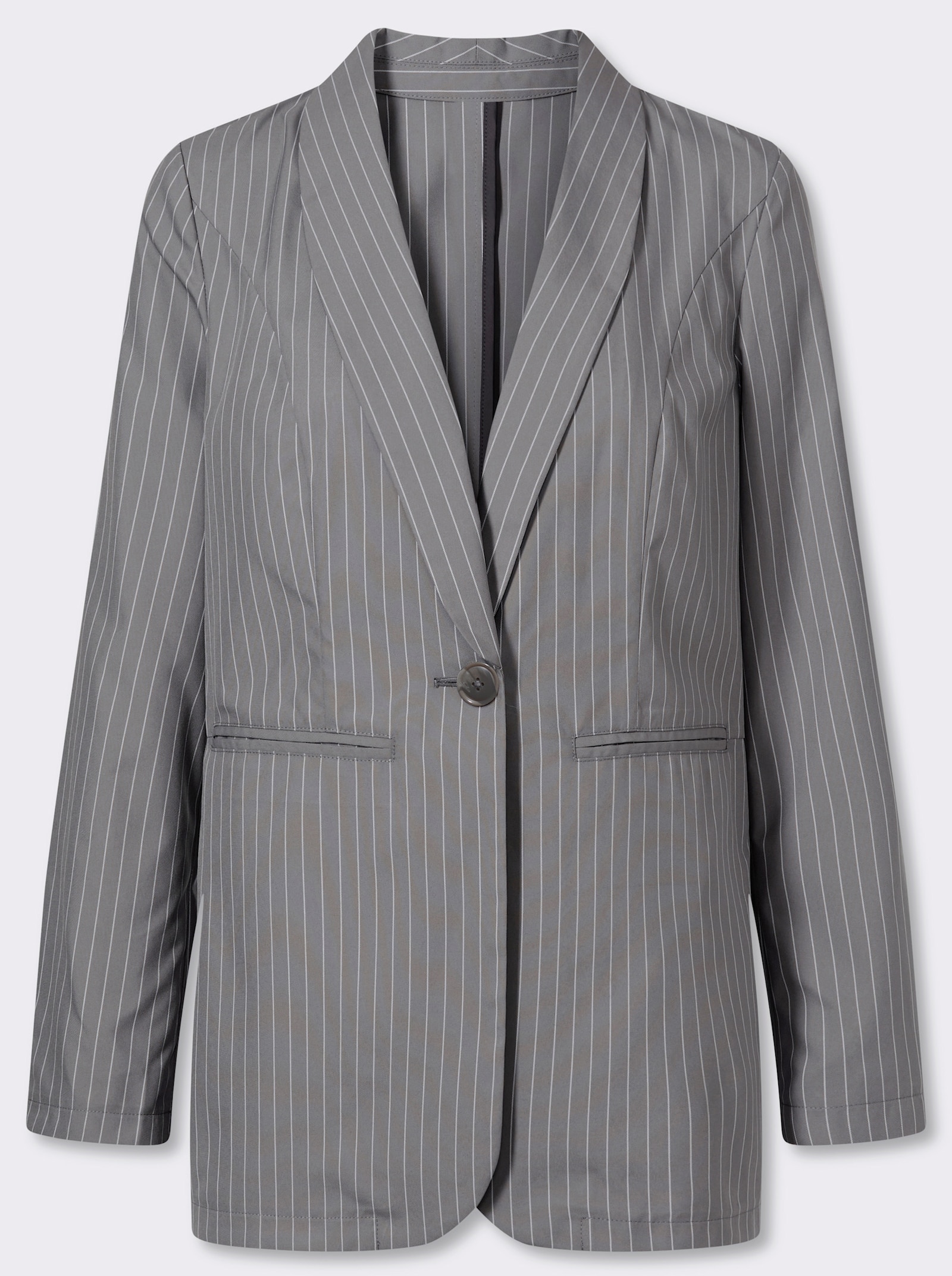 Blazer mit Nadelstreifen - grau-ecru-gestreift