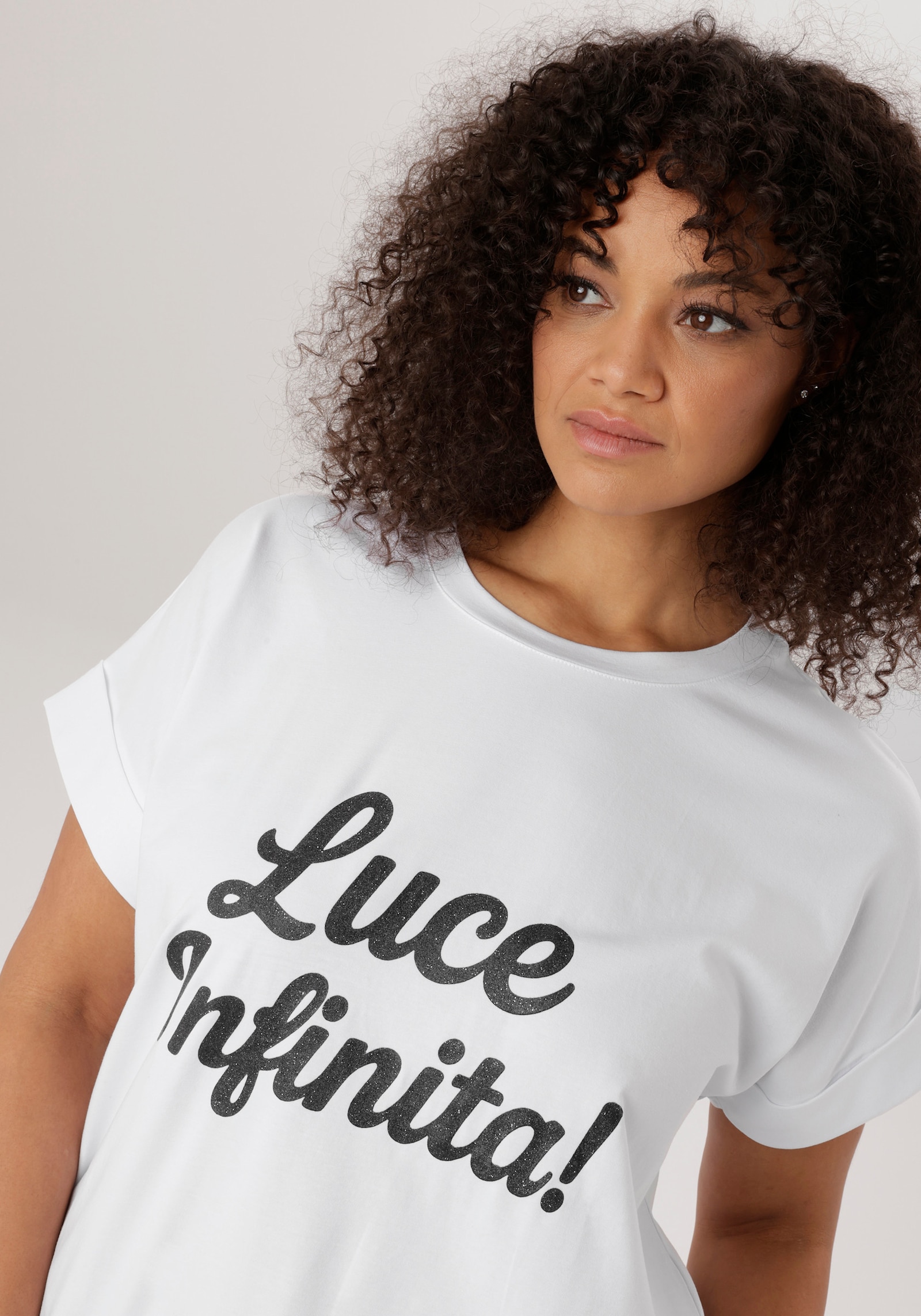 Aniston PLUS T-Shirt - weiß-schwarz