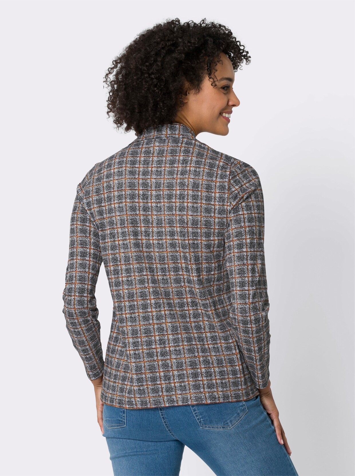 Shirt met lange mouwen - zwart/roestrood bedrukt